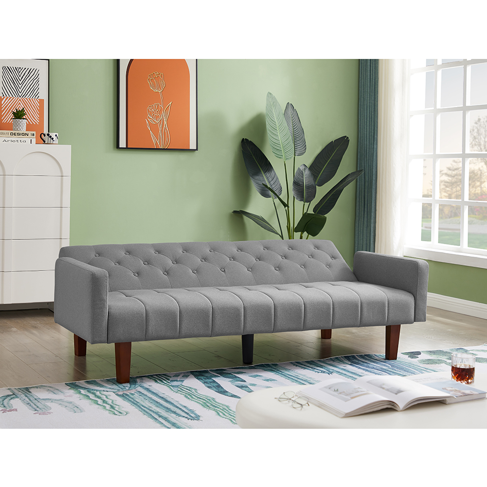 Resenkos 75" Linen Fabric Sleeper Sofa Bed Convertible Loveseat Futon Folding Sleeper Sofa Bed Gray