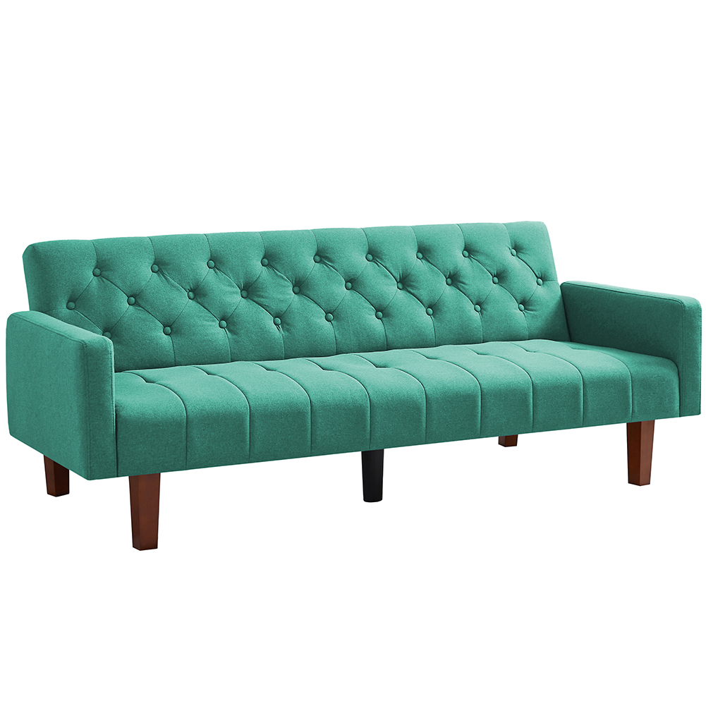 Resenkos 75" Linen Fabric Sleeper Sofa Bed Convertible Loveseat Futon Folding Sleeper Sofa Bed Green