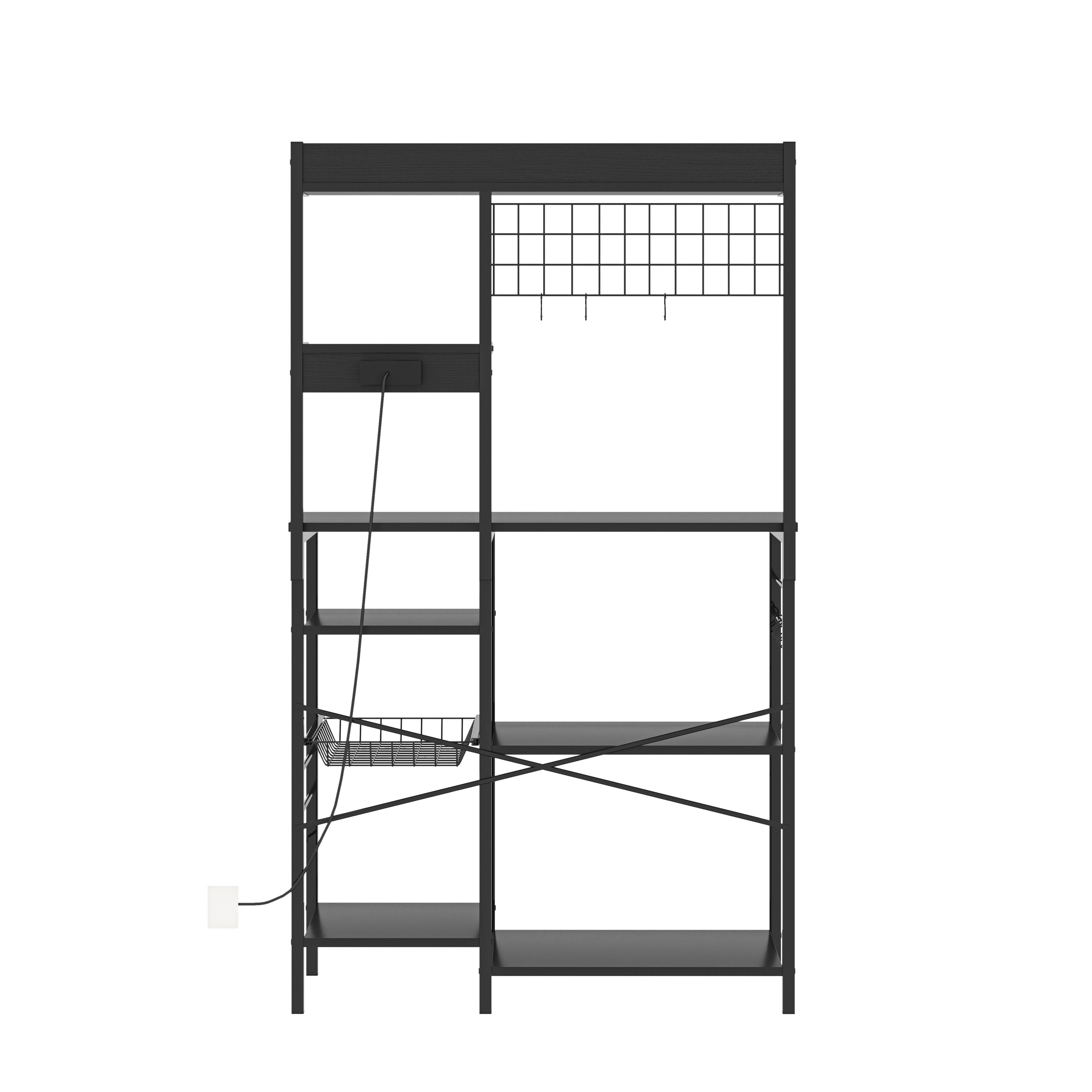 Yardi Yard Standing Baker's Racks Large Metal Kitchen Storage Shelves Units Microwave Stand Black