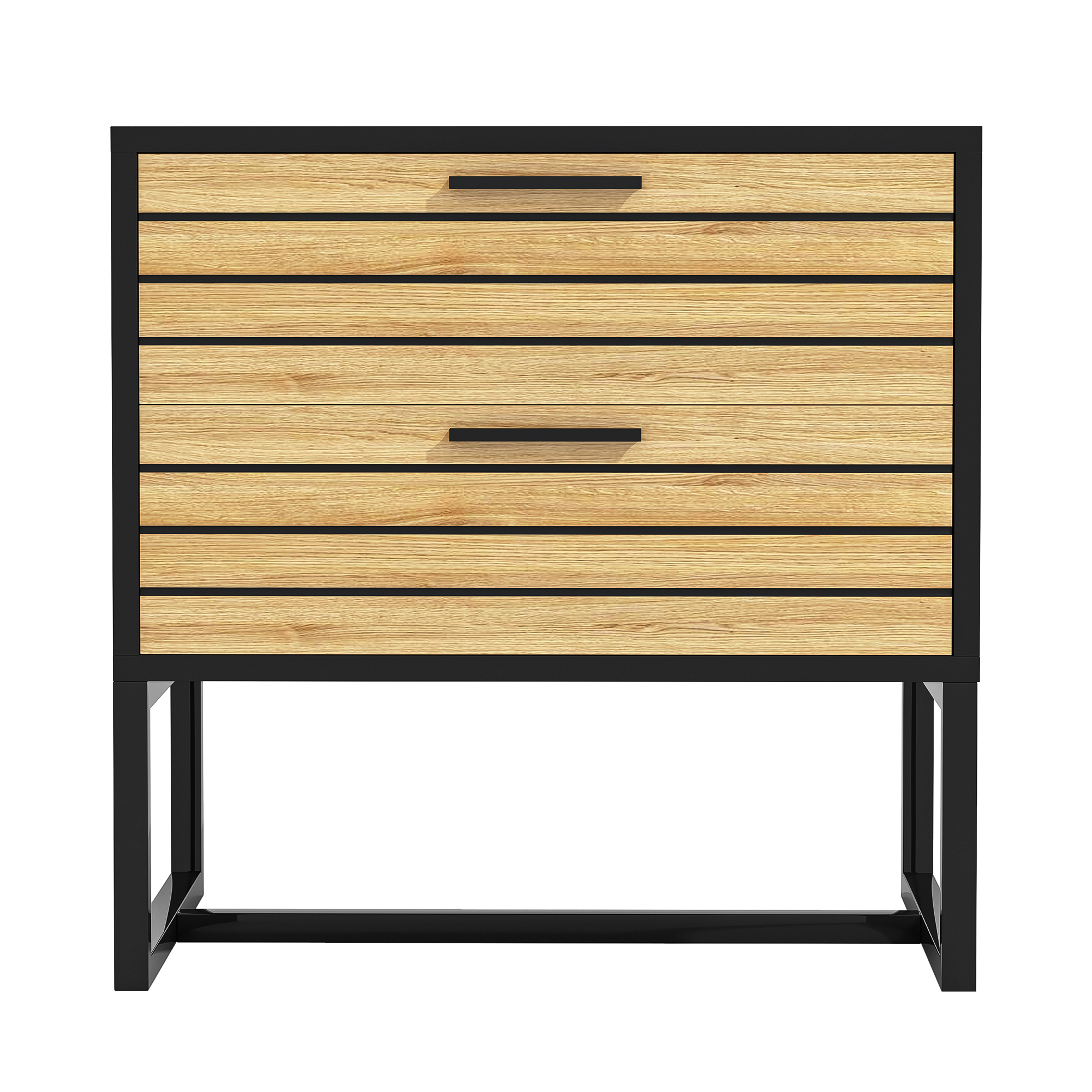 Yardi Yard Natural Nightstand Dresser for Bedroom, Contemporary End Table Night Stands with 2 Drawers Metal Legs