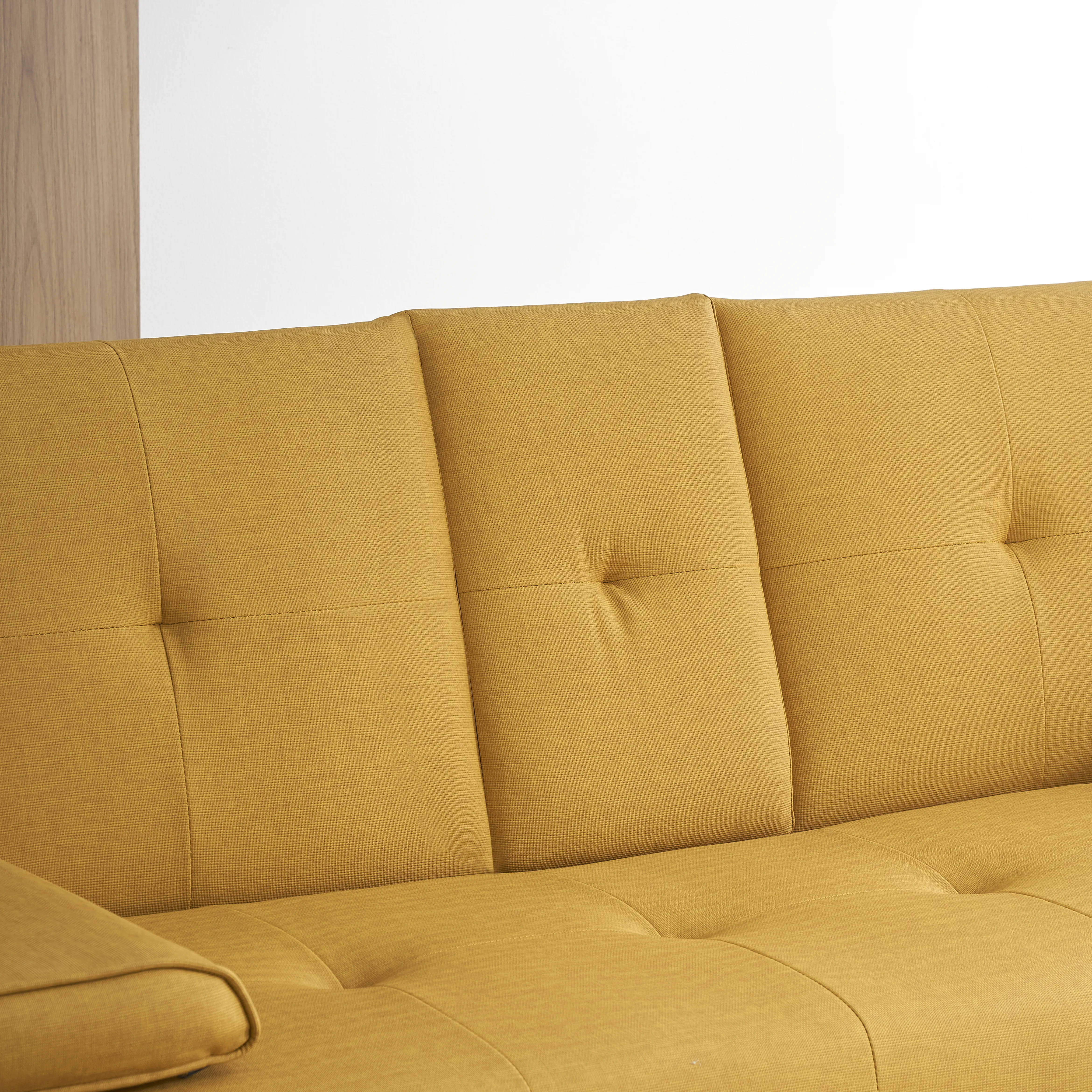 Yardi Yard Leather 67" Sofa Convertible Sofa Bed, Living Room Yellow Futon Couch