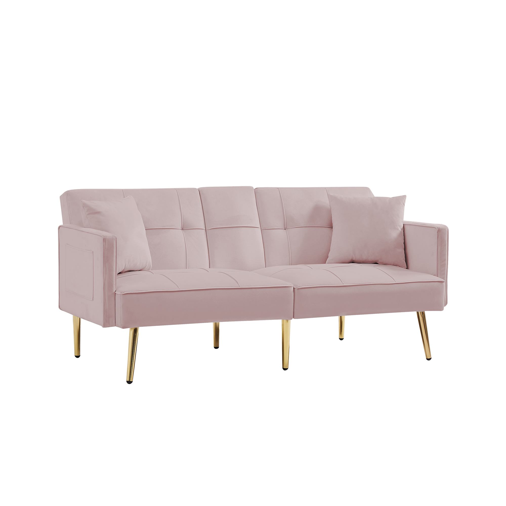 Yardi Yard Velvet 69" Convertible Loveseat Sofa Bed for Living Room Pink