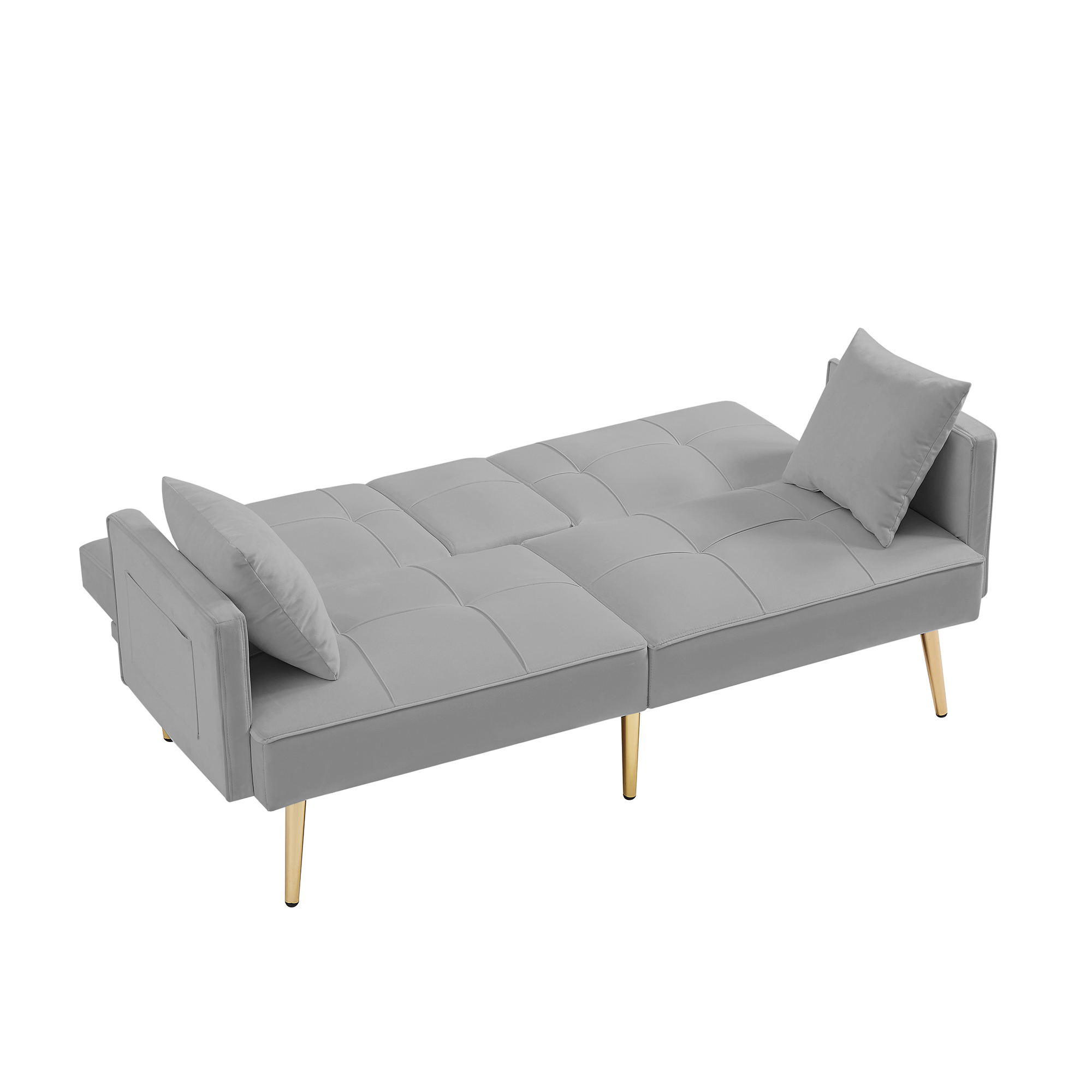 Yardi Yard 69" Sofa Convertible Sofa Bed, Velvet Living Room Gray Futon Couch