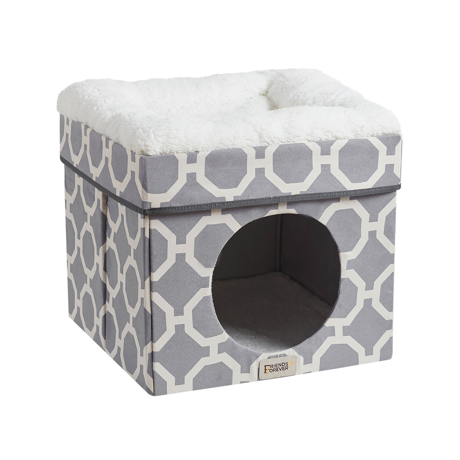 Pefilos 14" Pet House for Indoor Cats and Small Dogs, Collapsible, Living Room Ottoman Cat Condo, Gray Pefilos 14" Pet House for Indoor Cats and Small Dogs, Collapsible, Living Room Ottoman Cat Condo, Gray