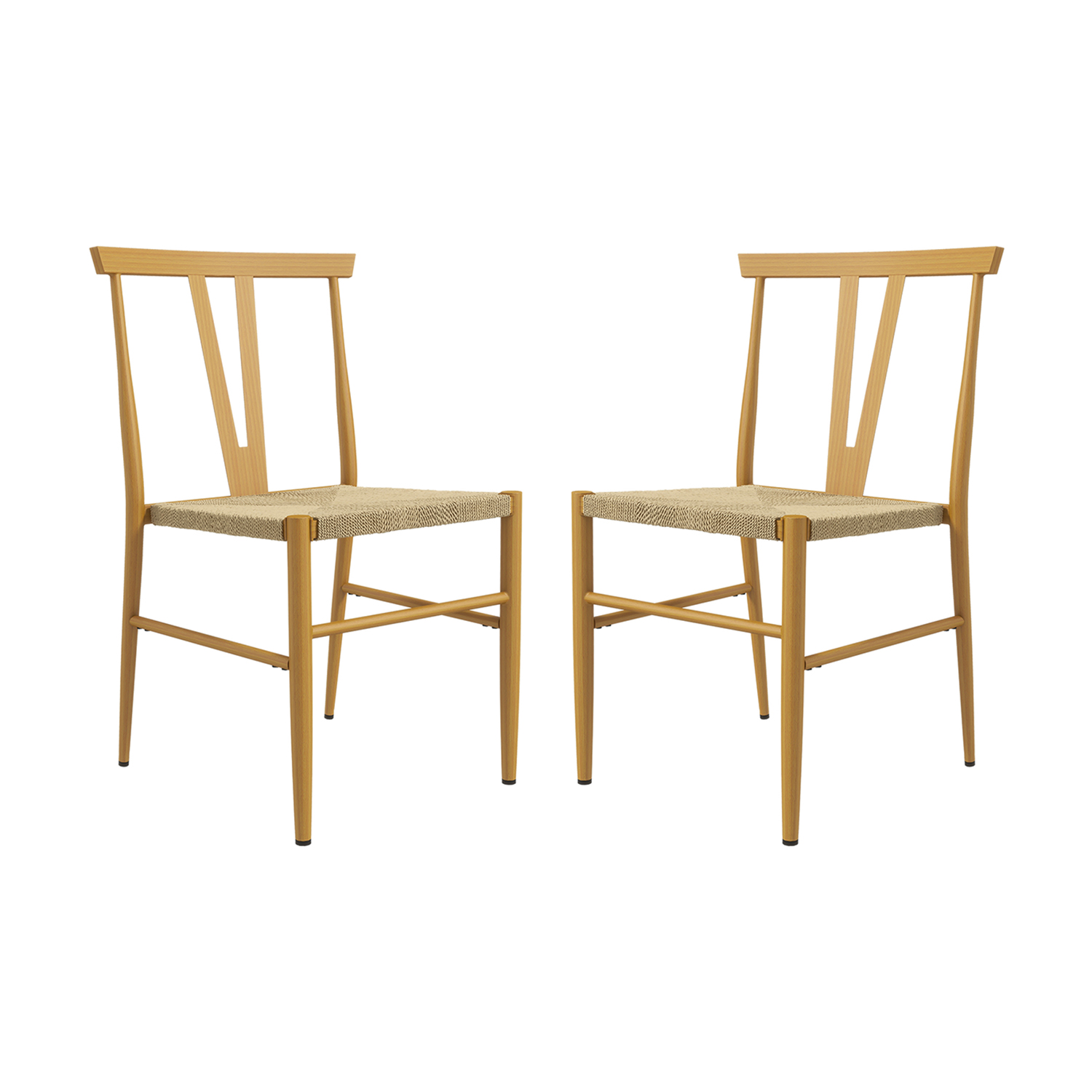 Resenkos Modern Farmhouse Wood Dining Chair with Oak Finish, 2-Pcs Set Natural