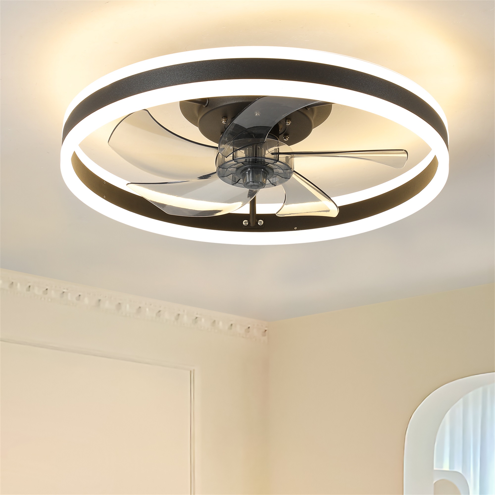 Spaco Ceiling Fan with Lights for Home Remote Control, Dimmable LED