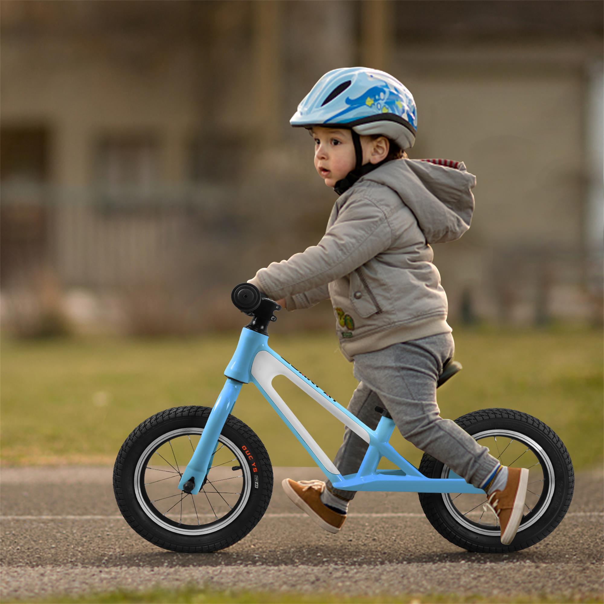 CIPACHO Kids Balance Bike with 12" Rubber Foam Tires, Adjustable Seat, Magnesium Alloy Frame Toddler Bike for Kids 1-5 Years, Blue