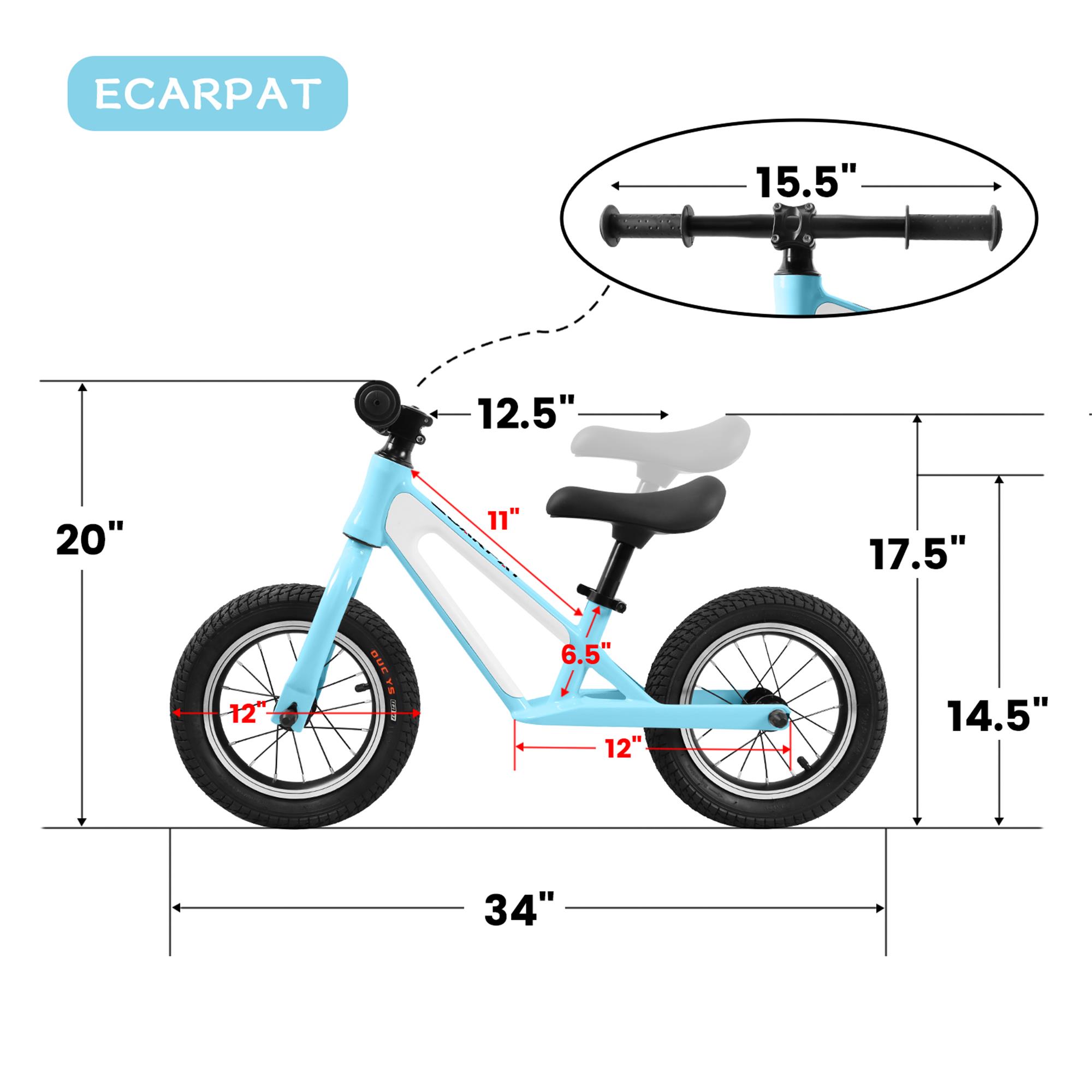 CIPACHO Kids Balance Bike with 12" Rubber Foam Tires, Adjustable Seat, Magnesium Alloy Frame Toddler Bike for Kids 1-5 Years, Blue