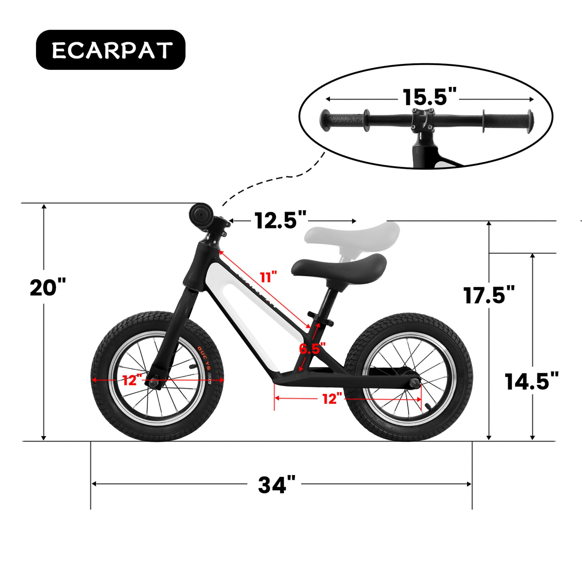 CIPACHO Kids Balance Bike with 12" Rubber Foam Tires, Adjustable Seat, Magnesium Alloy Frame Toddler Bike for Kids 1-5 Years, White