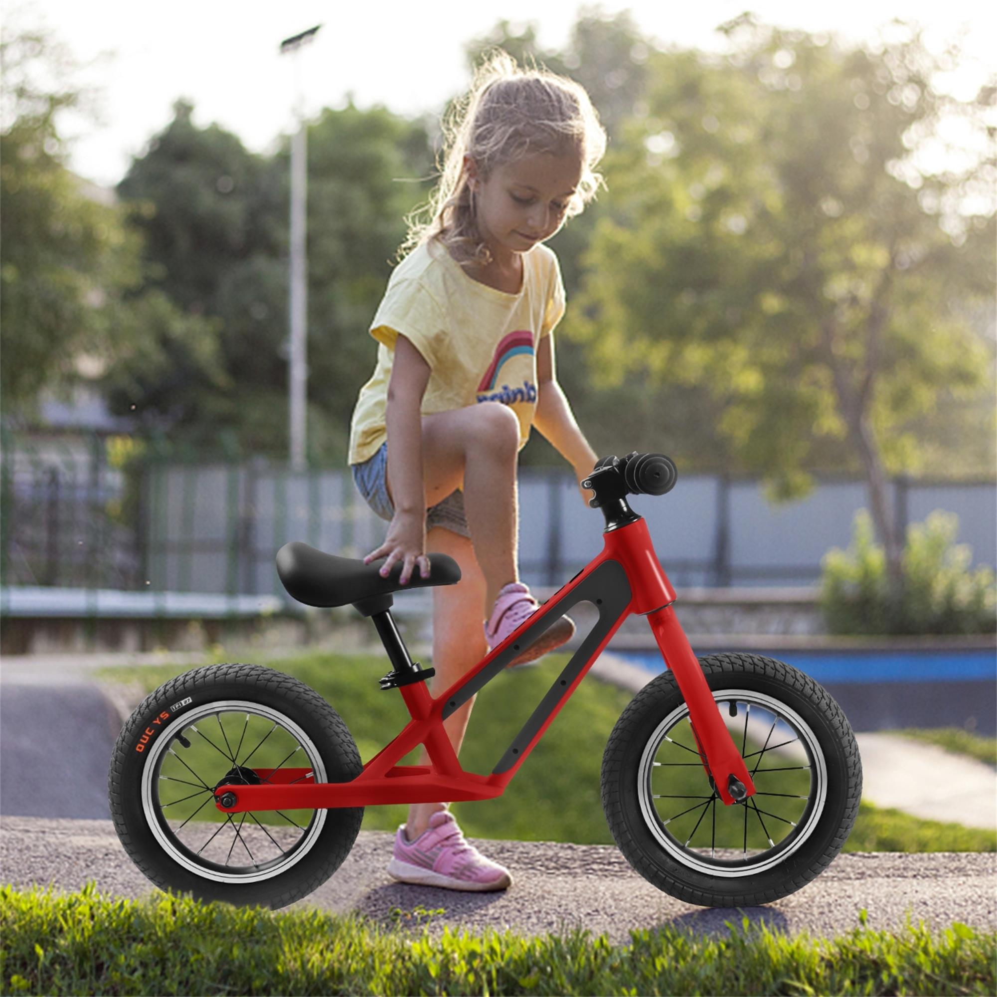 CIPACHO Kids Balance Bike with 12" Rubber Foam Tires, Adjustable Seat, Magnesium Alloy Frame Toddler Bike for Kids 1-5 Years, Red