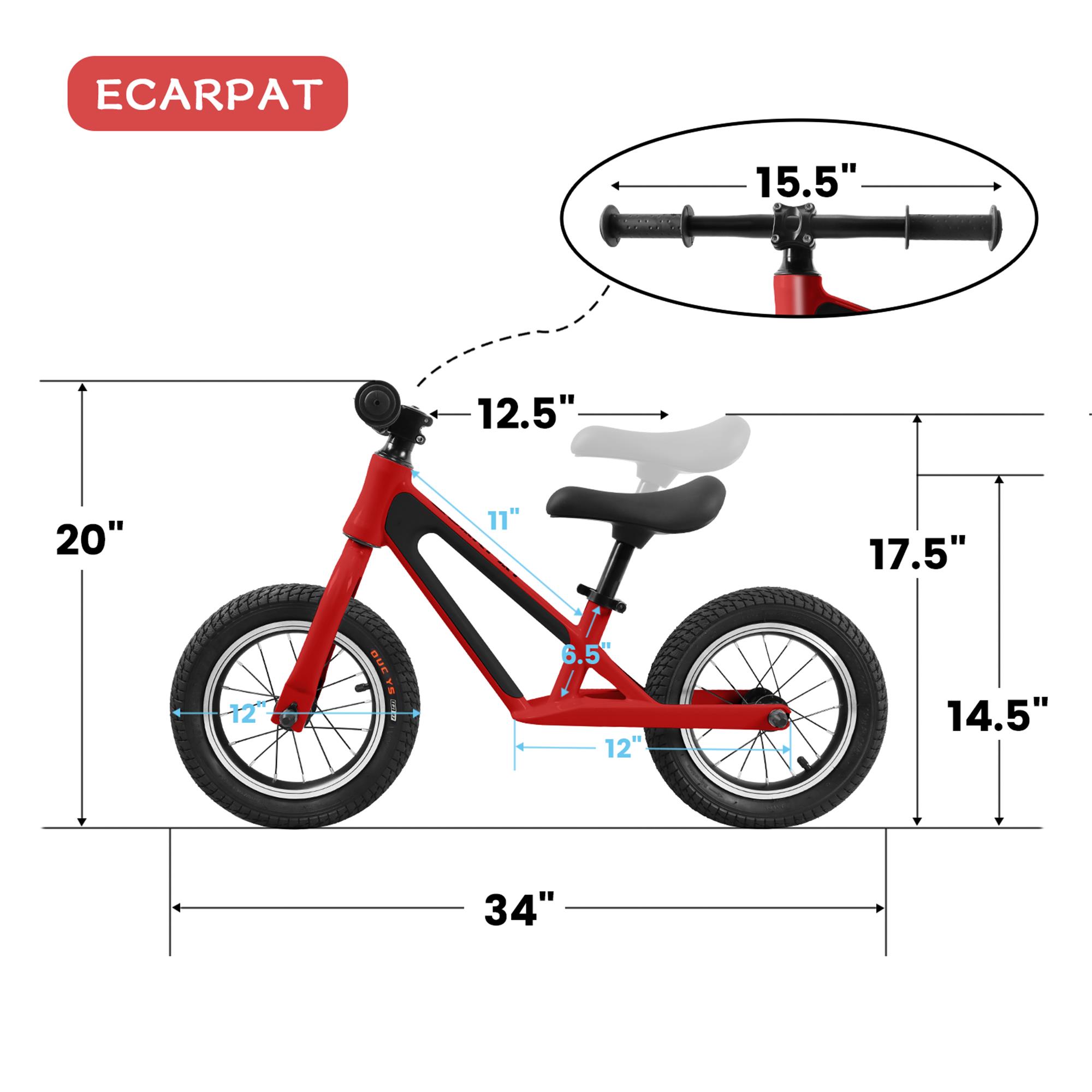 CIPACHO Kids Balance Bike with 12" Rubber Foam Tires, Adjustable Seat, Magnesium Alloy Frame Toddler Bike for Kids 1-5 Years, Red