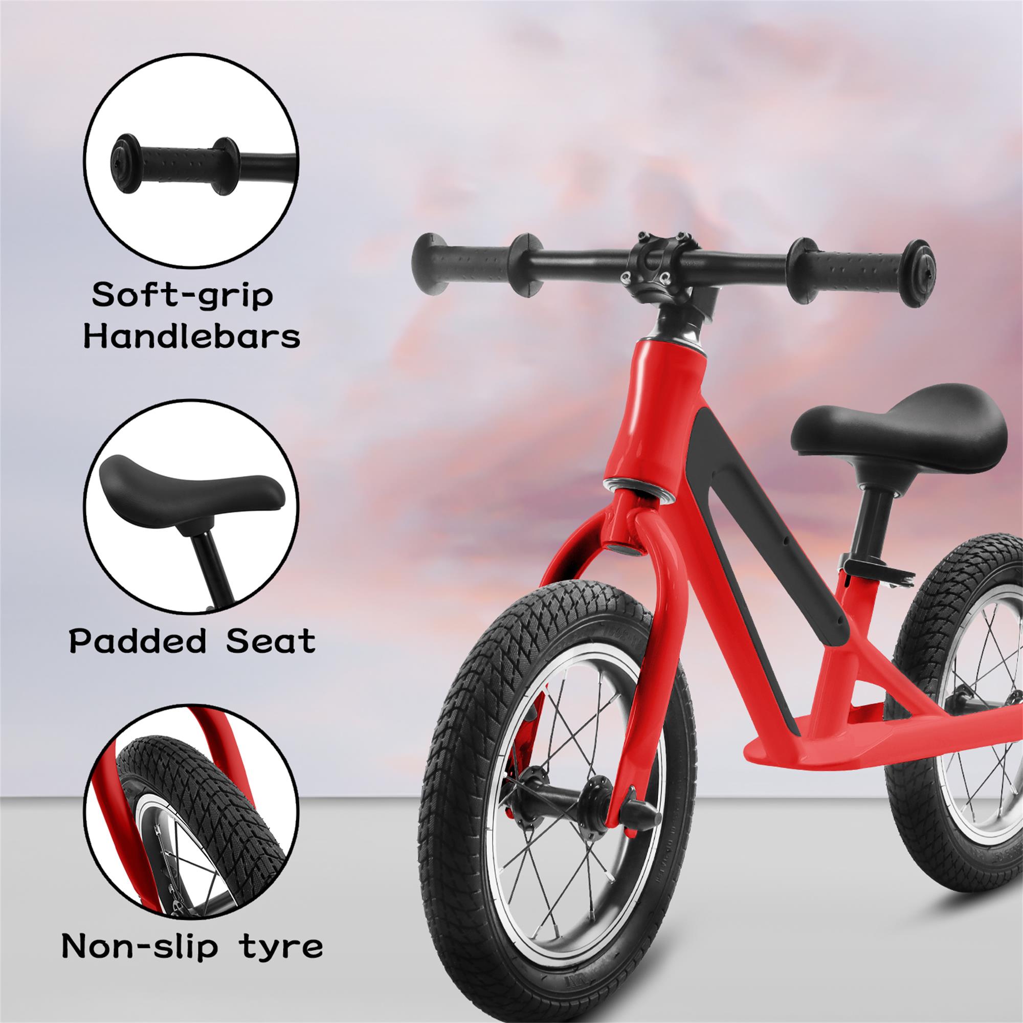 CIPACHO Balance Bike for Kids Ages 1-5 Years, Magnesium Alloy Frame Toddler Bike with 12" Rubber Foam Tires, Adjustable Seat, Red