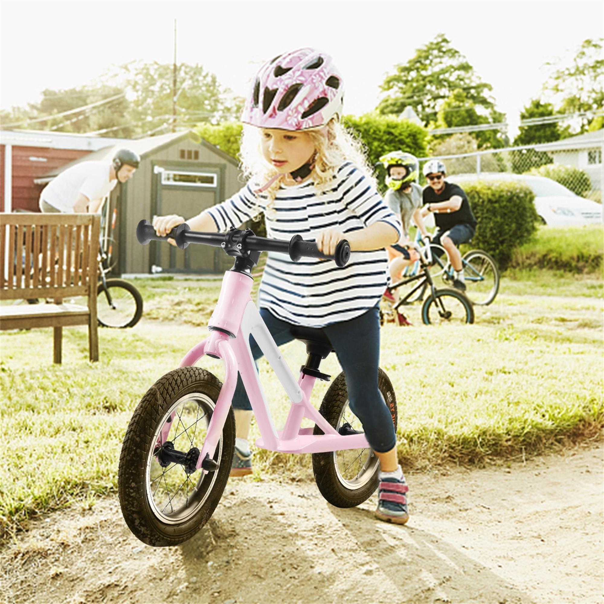 CIPACHO Kids Balance Bike with 12" Rubber Foam Tires, Adjustable Seat, Magnesium Alloy Frame Toddler Bike for Kids 1-5 Years, Pink