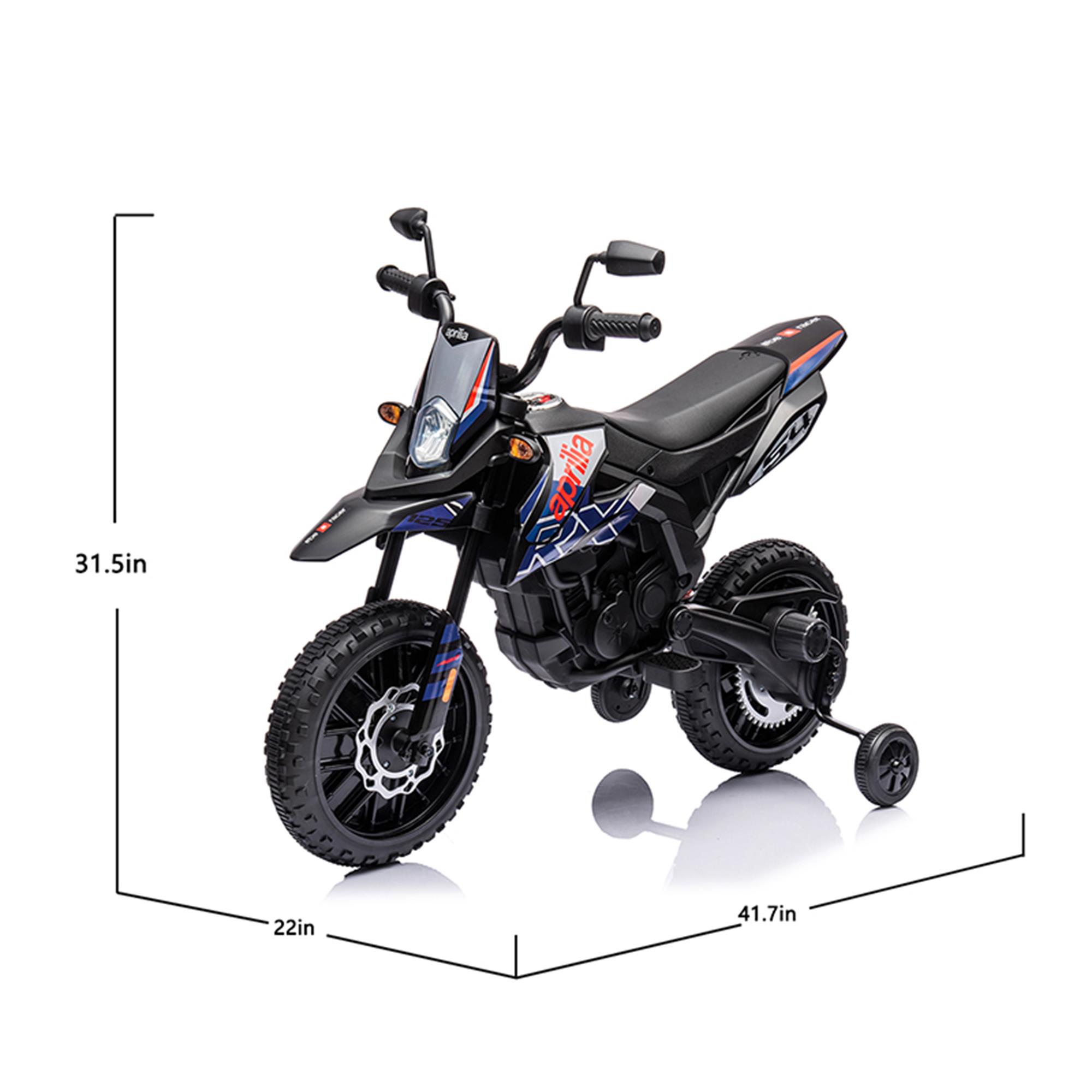 CIPACHO 12V Electric Kid Ride On Onmotorcycle, Apulia Licensed Motorcycle for Kids, 2 Wheels Battery Powered Vehicles Toys, Black