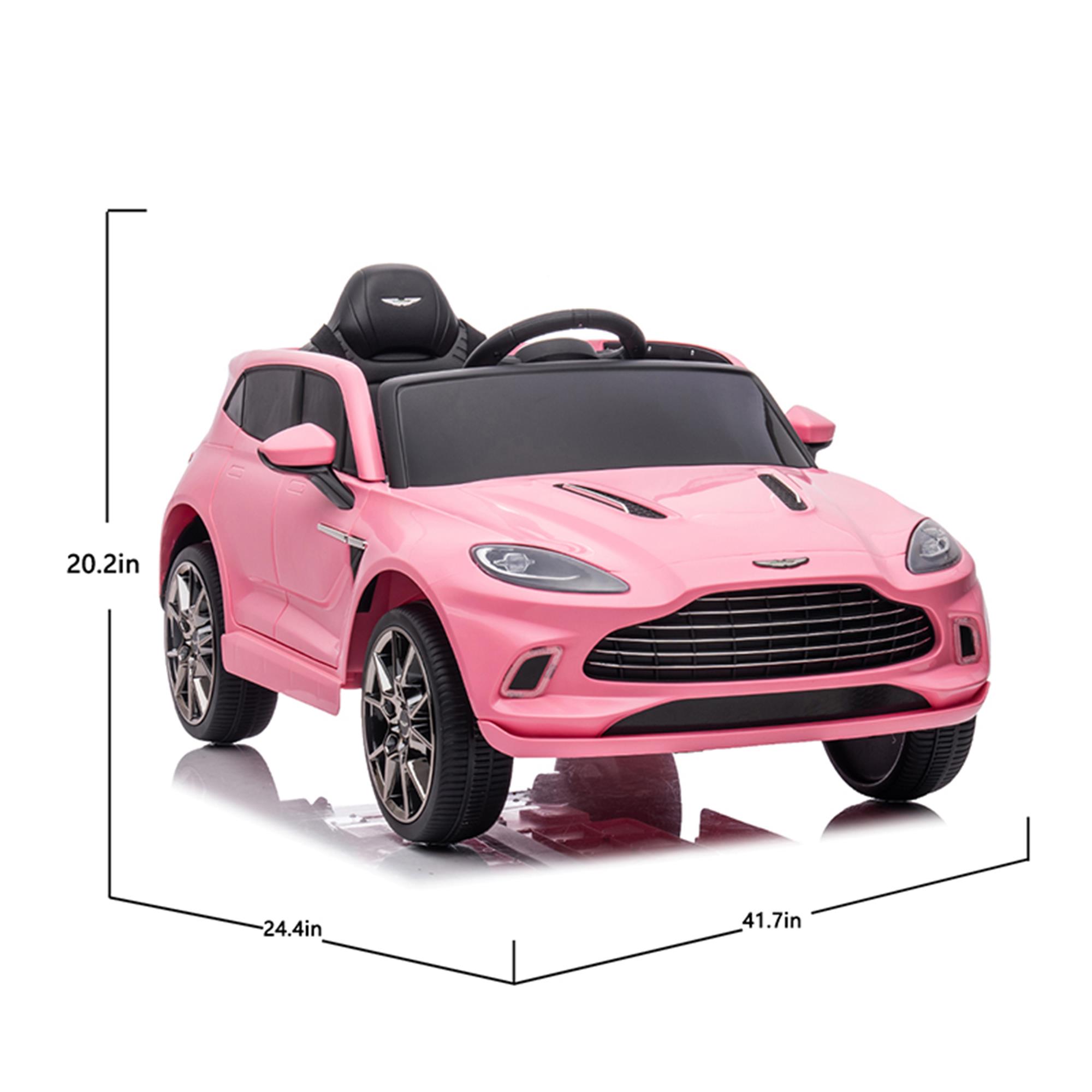 CIPACHO 12V Licensed Aston Martin Dual-Drive Electric Kid Ride On Car with Parental Remote Control, Battery Powered Kids Ride-on Car, 4 Wheels Children vehicle Toys, Pink