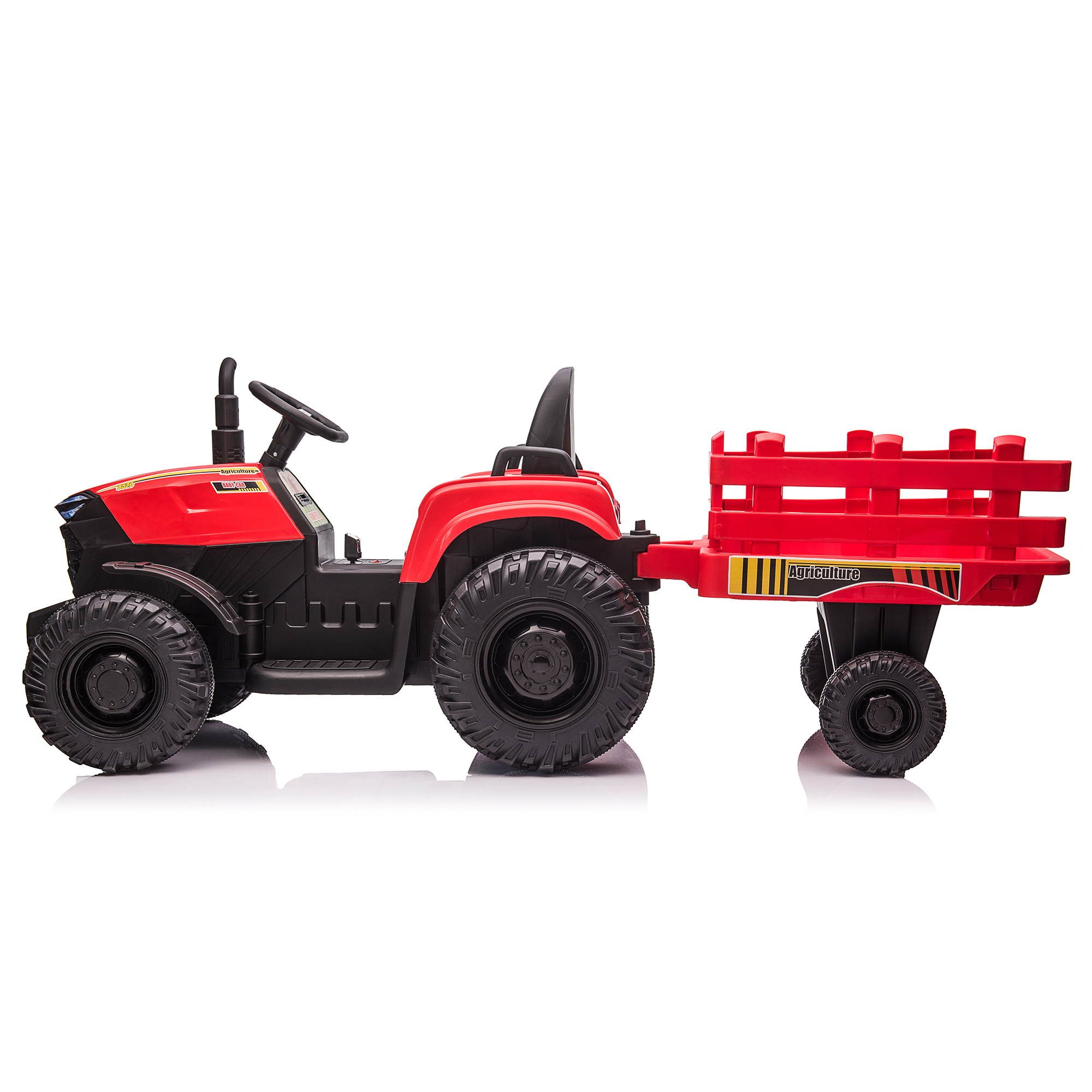 CIPACHO 24V Ride On Tractor Double Drive with 2.4RC Key Start, Electric Kids Car Sound (no music), USB, MP3, Power Display, Red