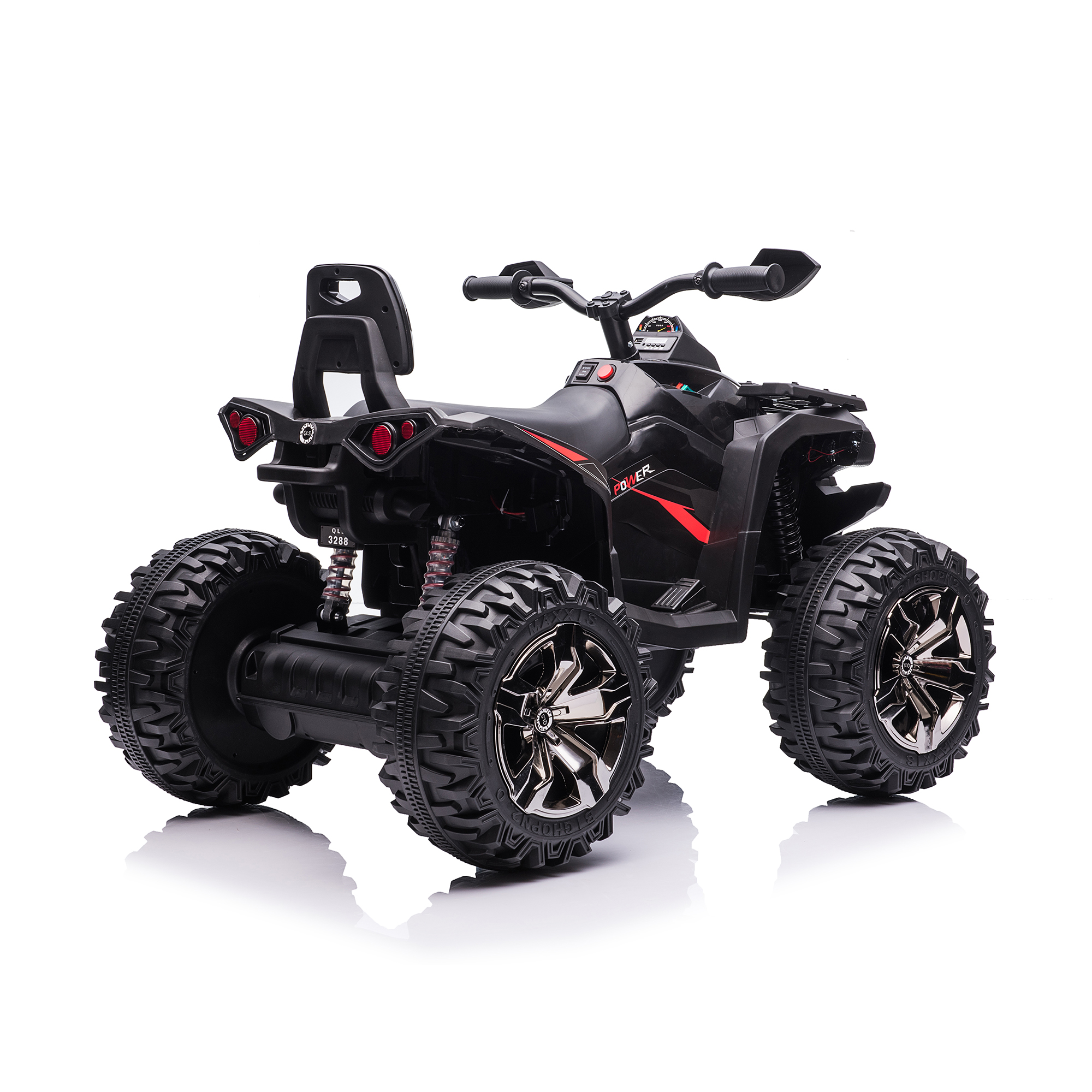 CIPACHO 24V Double Drive Electric Ride On Car with 2.4G R/C, 4 Wheel Kids ATV UTV Toy with USB, MP3, Bluetooth, Black