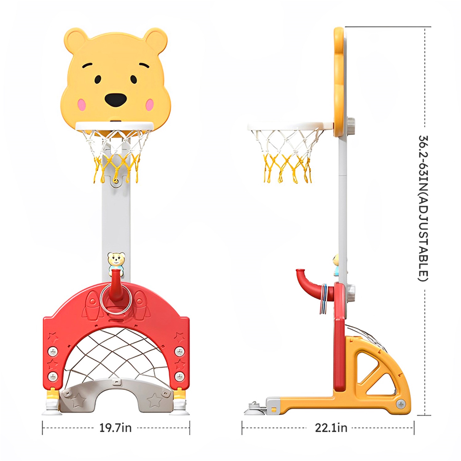 CIPACHO Kids Basketball Hoop, Outdoor Indoor Adjustable Height Basketball Frame Toy, Red