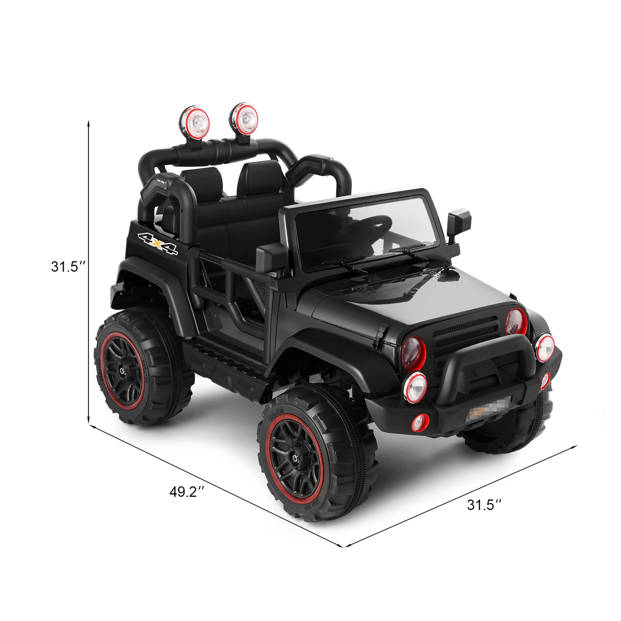 CIPACHO 12V Battery Powered Kids Ride On Truck Car Toys with MP3 LED Light Remote Control and Cover, Black