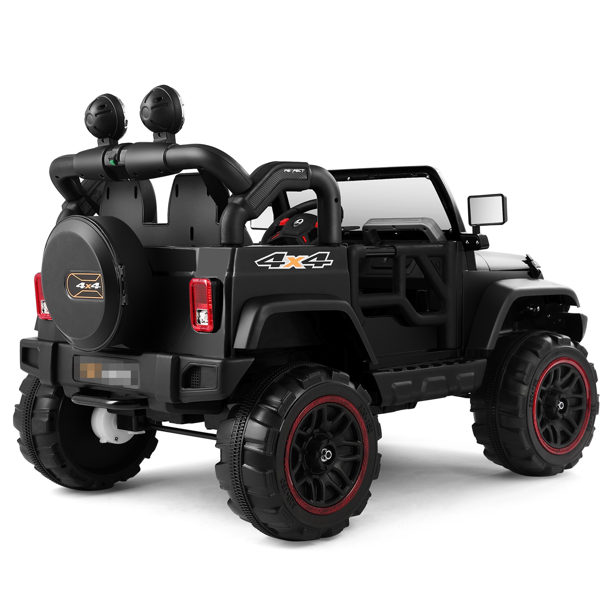 CIPACHO 12V Battery Powered Kids Ride On Truck Car Toys with MP3 LED Light Remote Control and Cover, Black