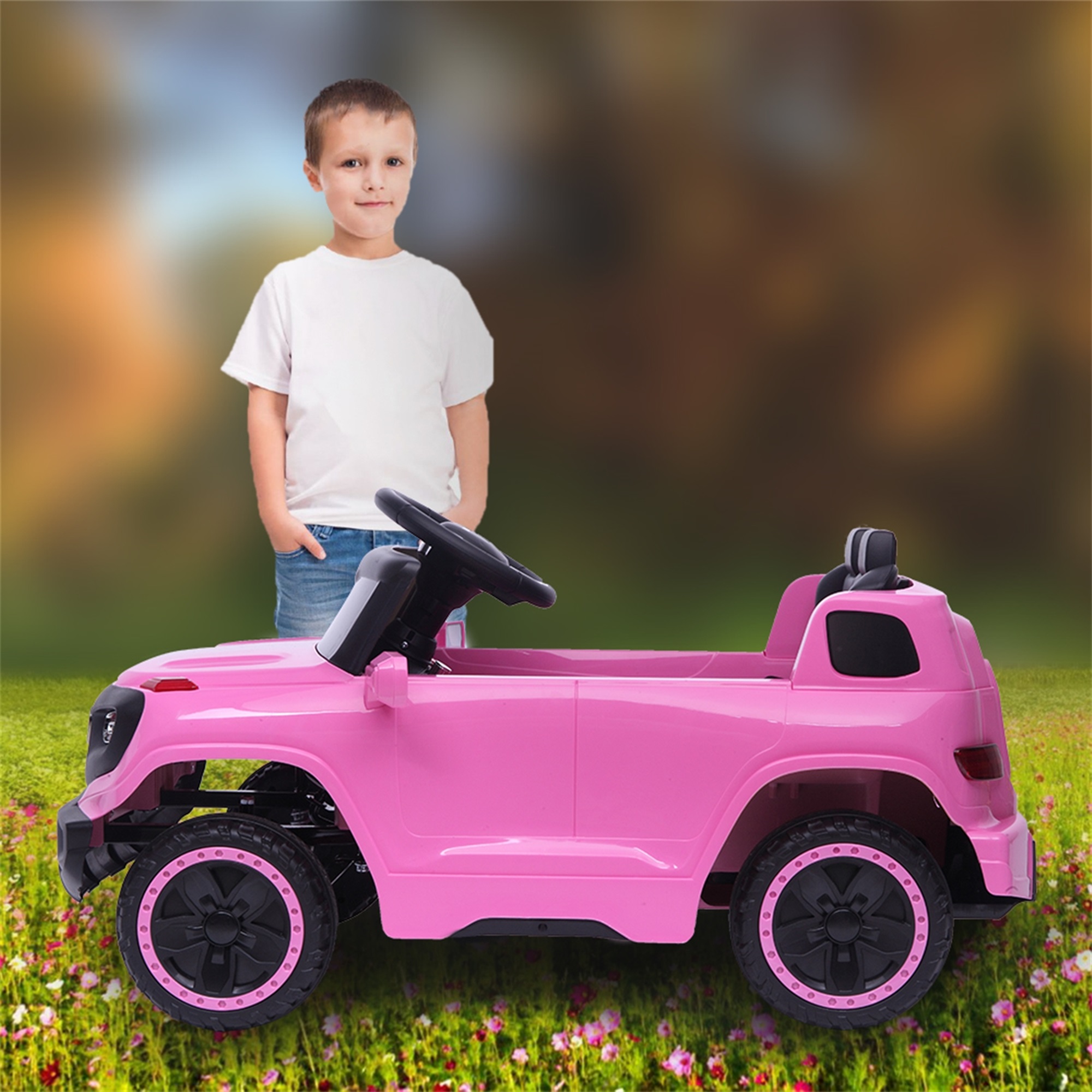 CIPACHO Electric Kids Ride On Cars 6V Battery Motorized Vehicles Children's Best Toy Car with 3 Speeds, Music, LED Lights and Realistic Horns, Pink