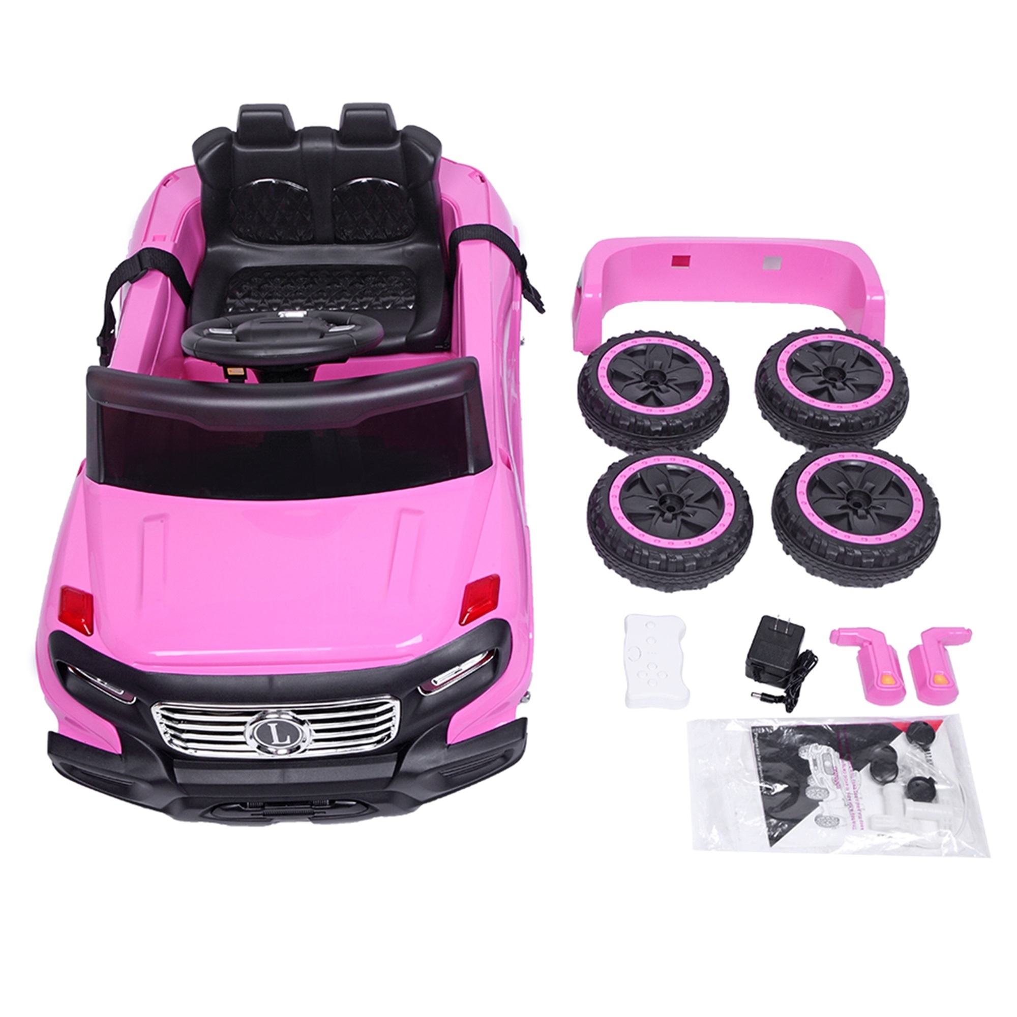 CIPACHO Electric Kids Ride On Cars 6V Battery Motorized Vehicles Children's Best Toy Car with 3 Speeds, Music, LED Lights and Realistic Horns, Pink