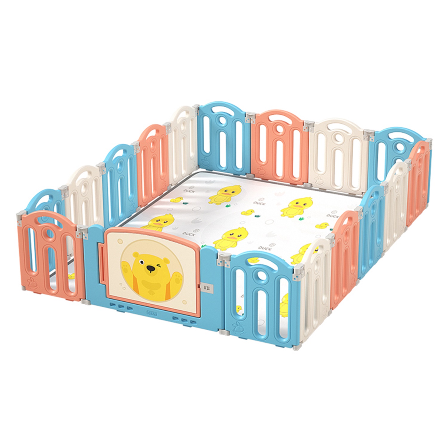 CIPACHO Bear Foldable Playpen, Kids Activity Centre with Fence, Indoor Toys, Multicolor