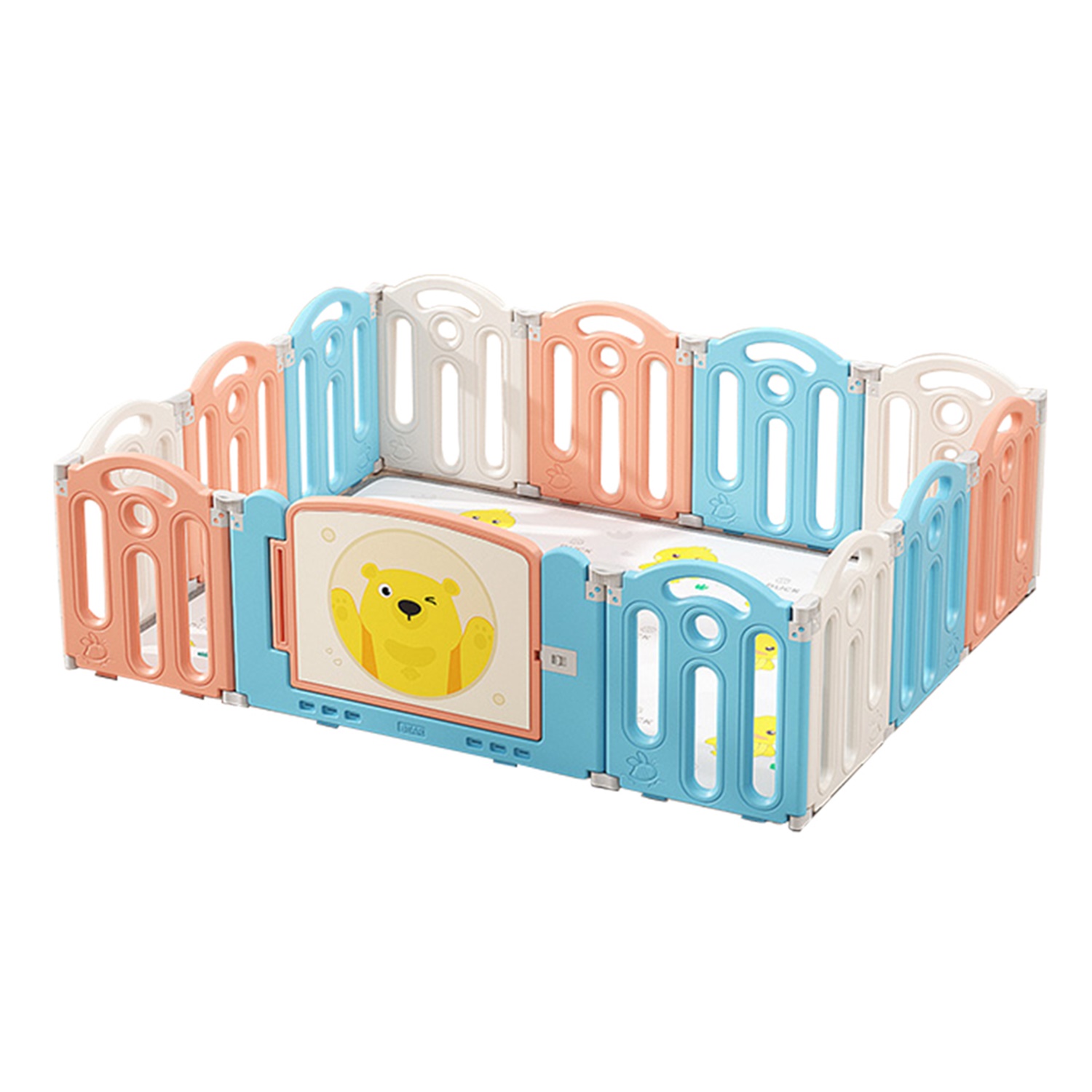 CIPACHO Bear Foldable Playpen, Kids Activity Centre with Fence, Indoor Toys, Multicolor