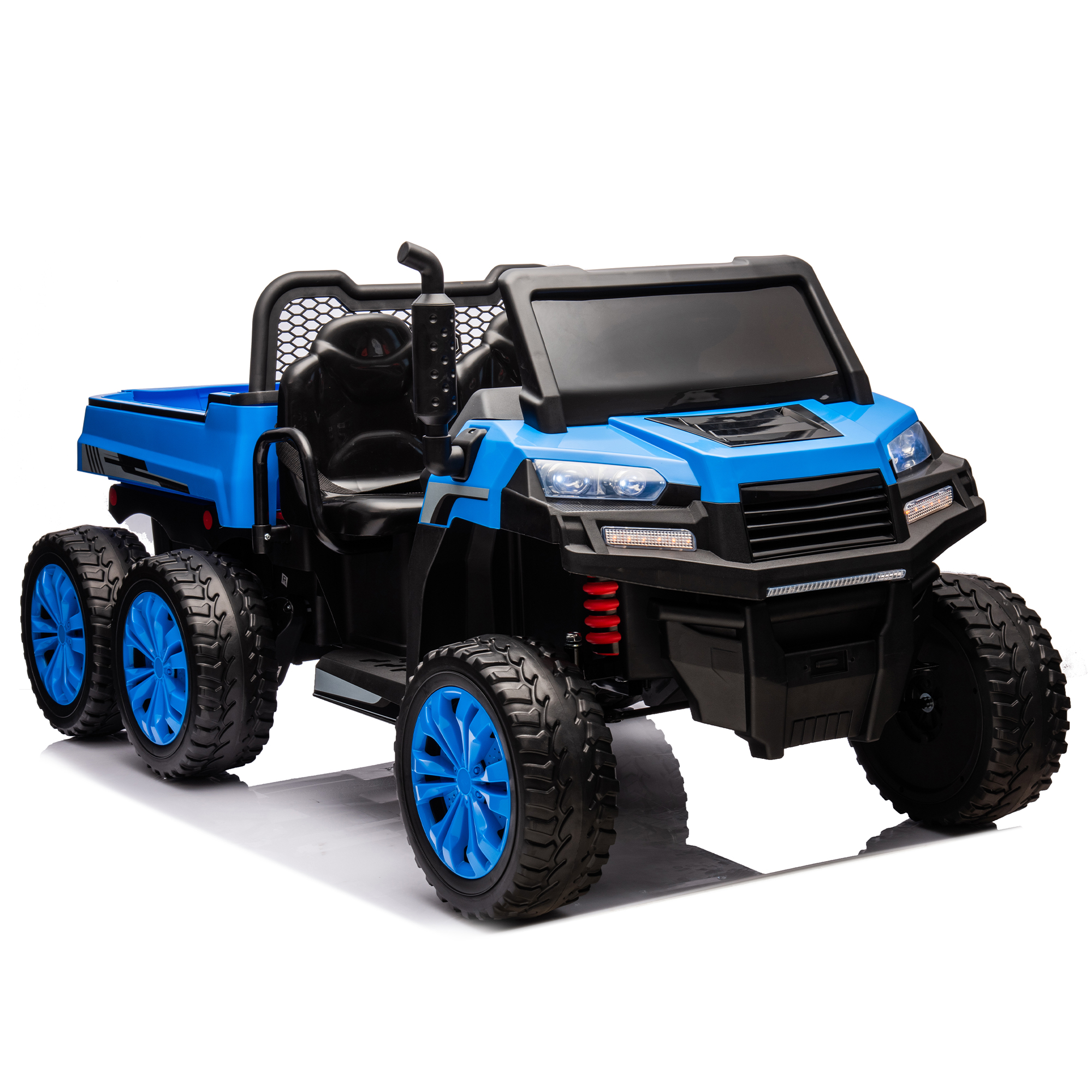 CIPACHO 24 V 2-Seater UTV Kids Ride On Truck with Dump Bed, Electric Kids Car 4WD with 6 Wheels, Foam Tires, Suitable for Off-Roading, Remote Control, Blue