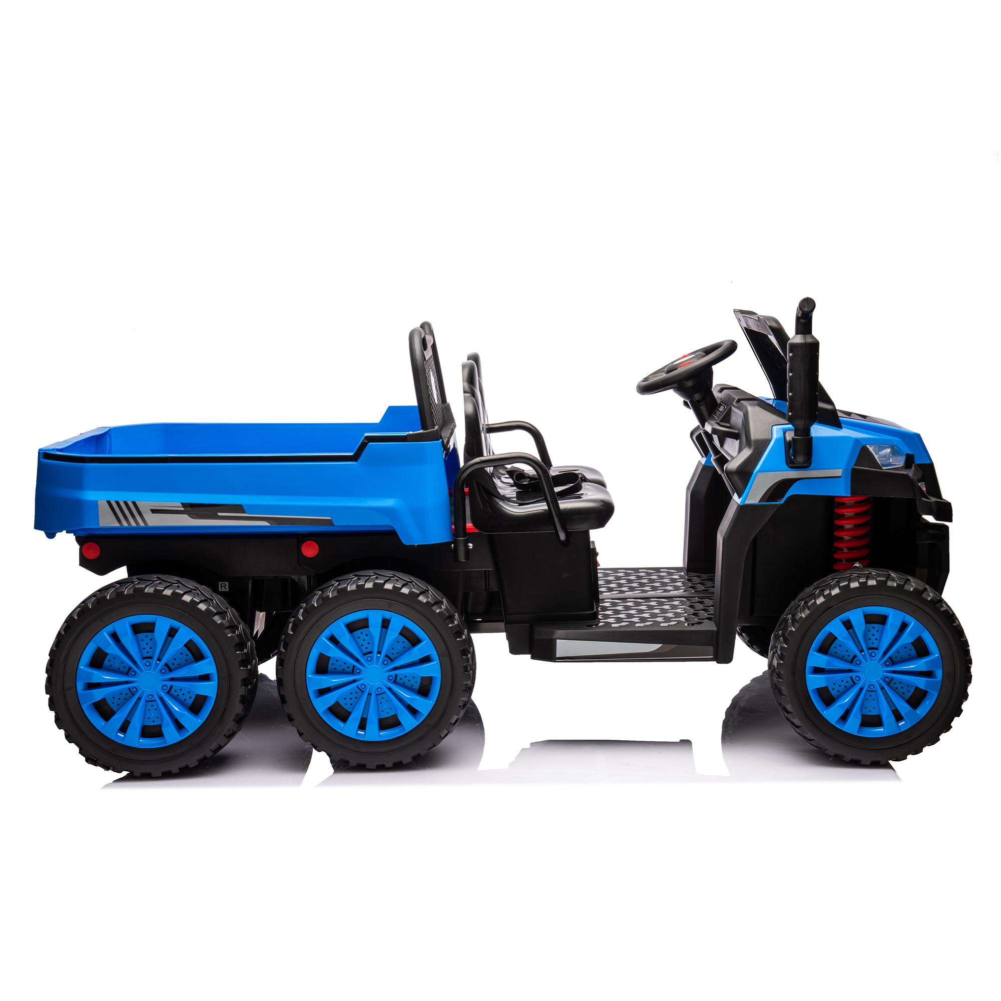 CIPACHO 24 V 2-Seater UTV Kids Ride On Truck with Dump Bed, Electric Kids Car 4WD with 6 Wheels, Foam Tires, Suitable for Off-Roading, Remote Control, Blue