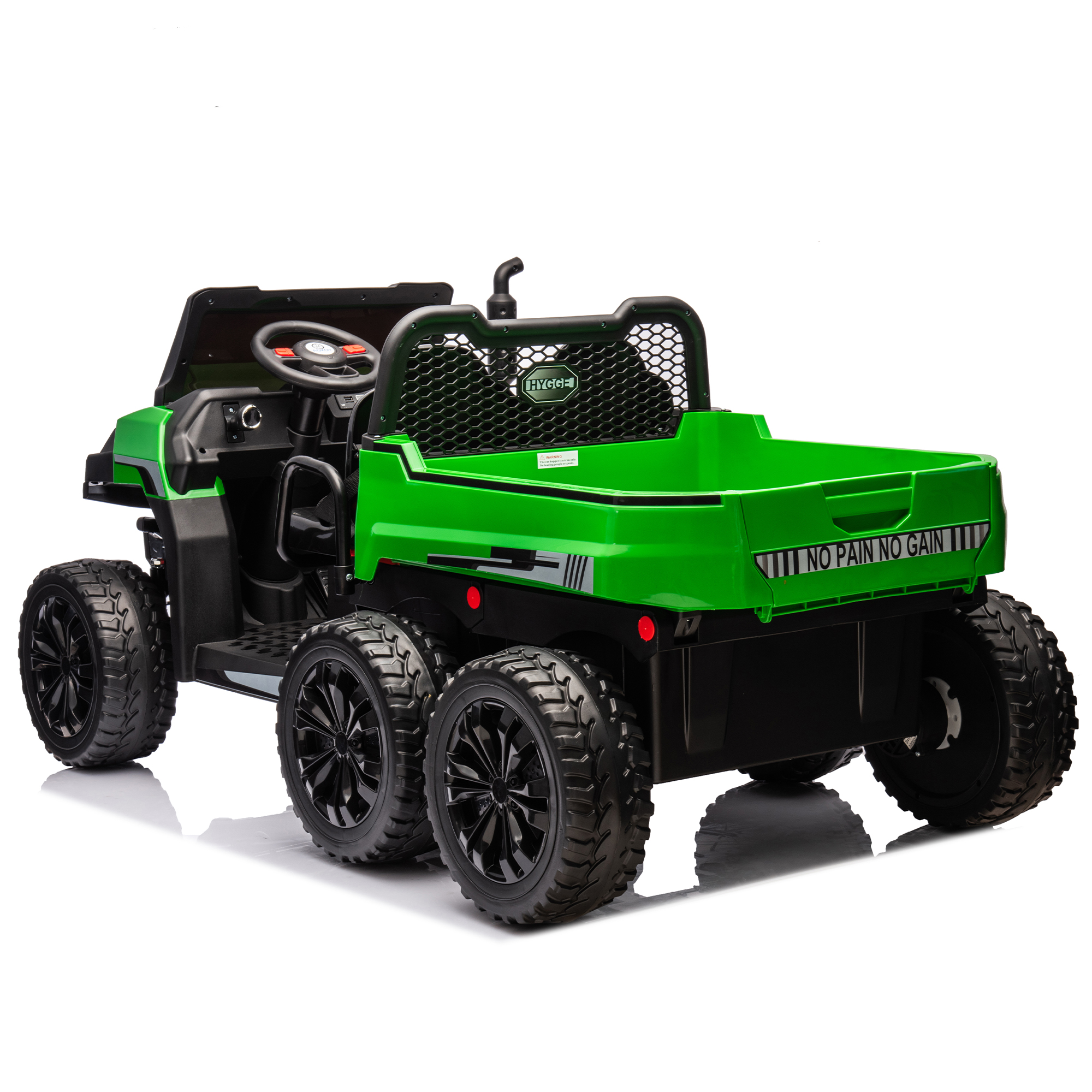 CIPACHO 24 V 2-Seater UTV Kids Ride On Truck with Dump Bed, Electric Kids Car 4WD with 6 Wheels, Foam Tires, Suitable for Off-Roading, Remote Control, Green