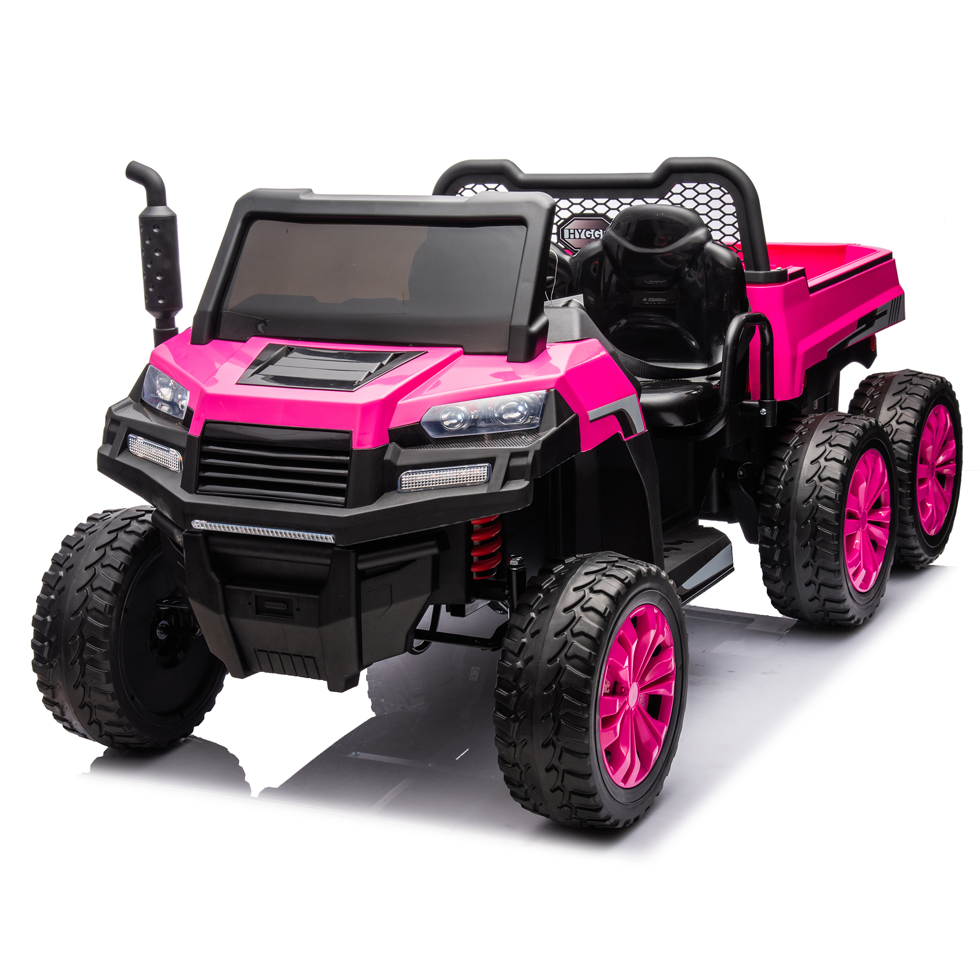 CIPACHO 24V Kids Ride On Dump Truck Car with Remote Control, Electric UTV Vehicles with Electric Dump Bed, 4WD Power 6 Wheels Ride On Toys for Boys Girls, Pink