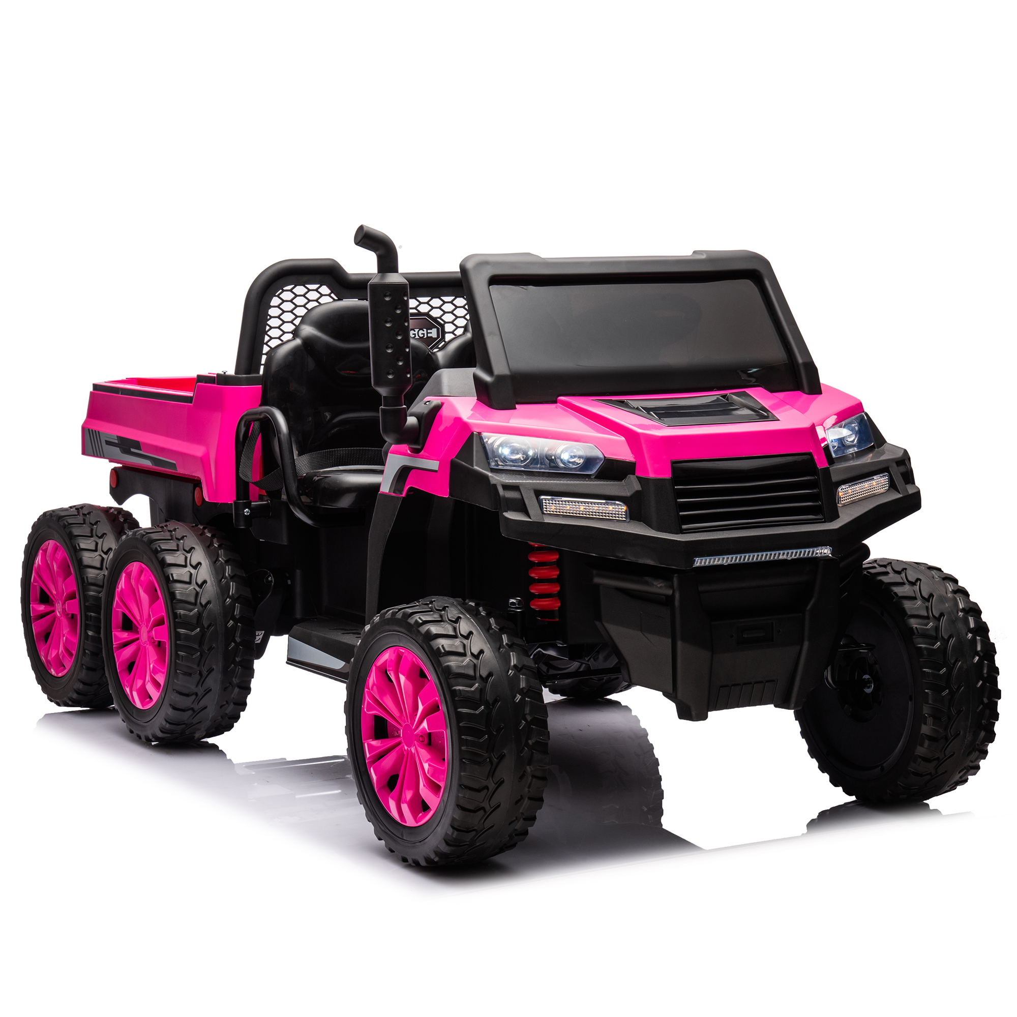 CIPACHO 24 V 2-Seater UTV Kids Ride On Truck with Dump Bed, Electric Kids Car 4WD with 6 Wheels, Foam Tires, Suitable for Off-Roading, Remote Control, Pink