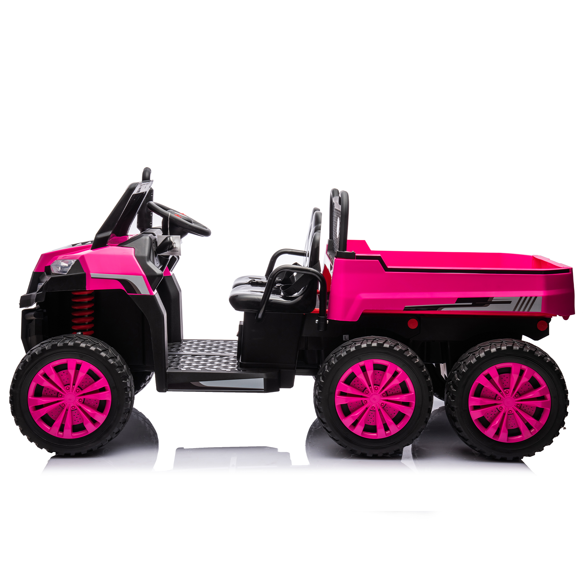 CIPACHO 24V Kids Ride On Dump Truck Car with Remote Control, Electric UTV Vehicles with Electric Dump Bed, 4WD Power 6 Wheels Ride On Toys for Boys Girls, Pink