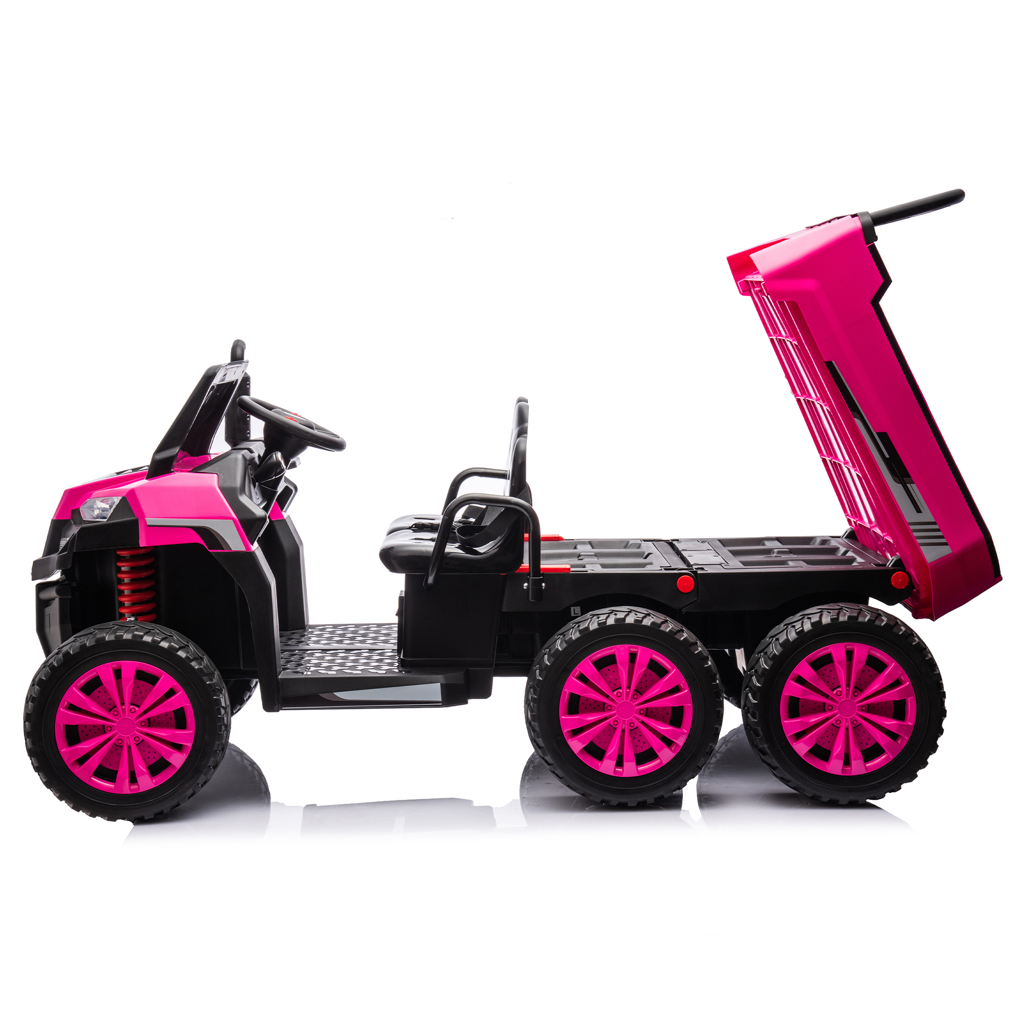 CIPACHO 24 V 2-Seater UTV Kids Ride On Truck with Dump Bed, Electric Kids Car 4WD with 6 Wheels, Foam Tires, Suitable for Off-Roading, Remote Control, Pink