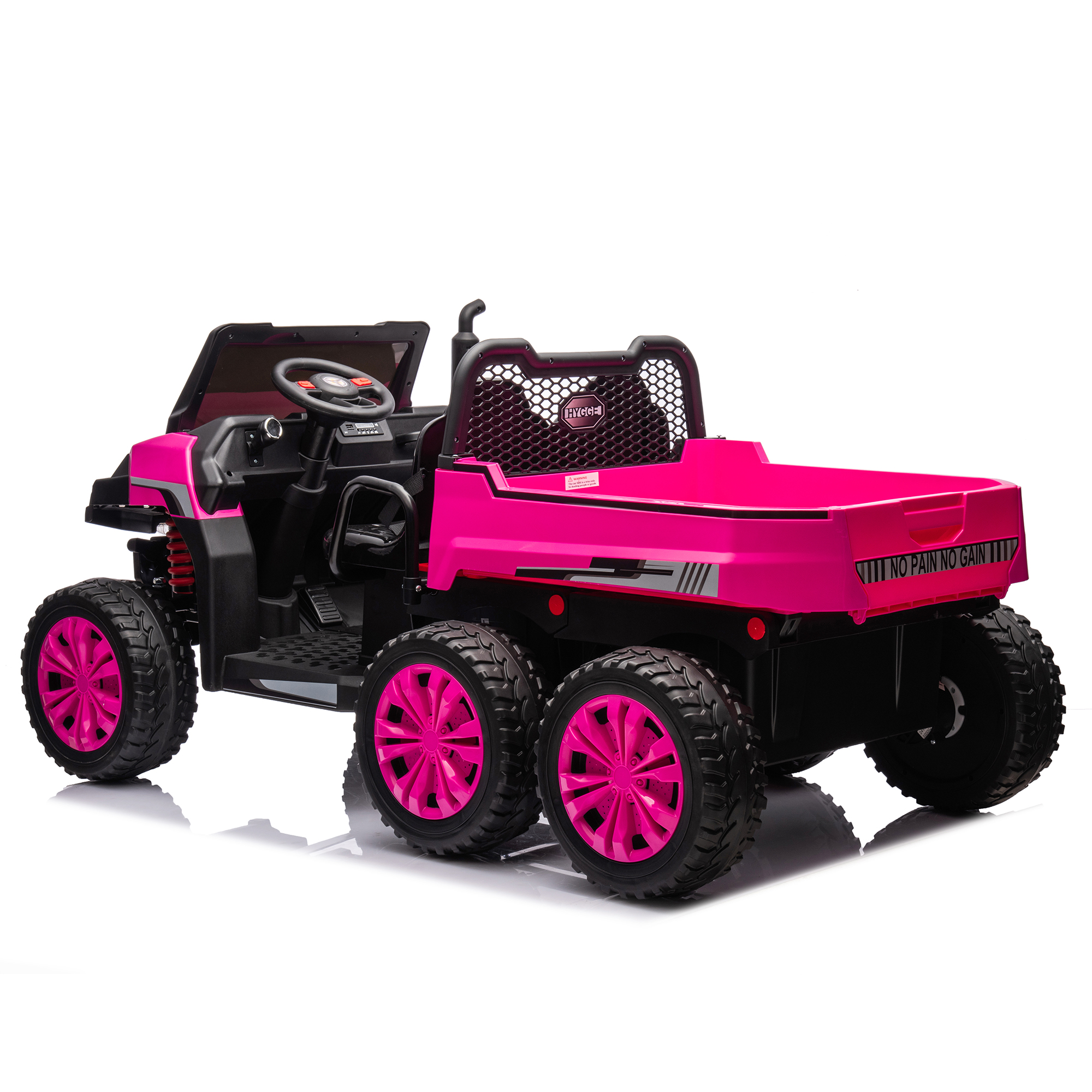 CIPACHO 24 V 2-Seater UTV Kids Ride On Truck with Dump Bed, Electric Kids Car 4WD with 6 Wheels, Foam Tires, Suitable for Off-Roading, Remote Control, Pink