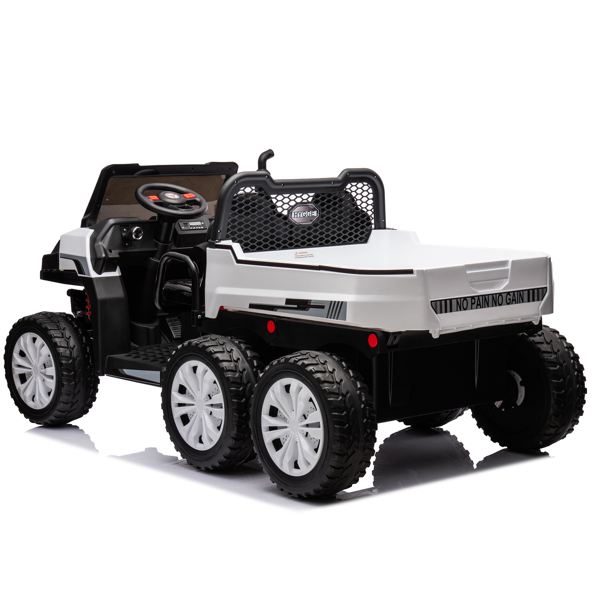 CIPACHO 24V Kids Ride On Dump Truck Car with Remote Control, Electric UTV Vehicles with Electric Dump Bed, 4WD Power 6 Wheels Ride On Toys for Boys Girls, White