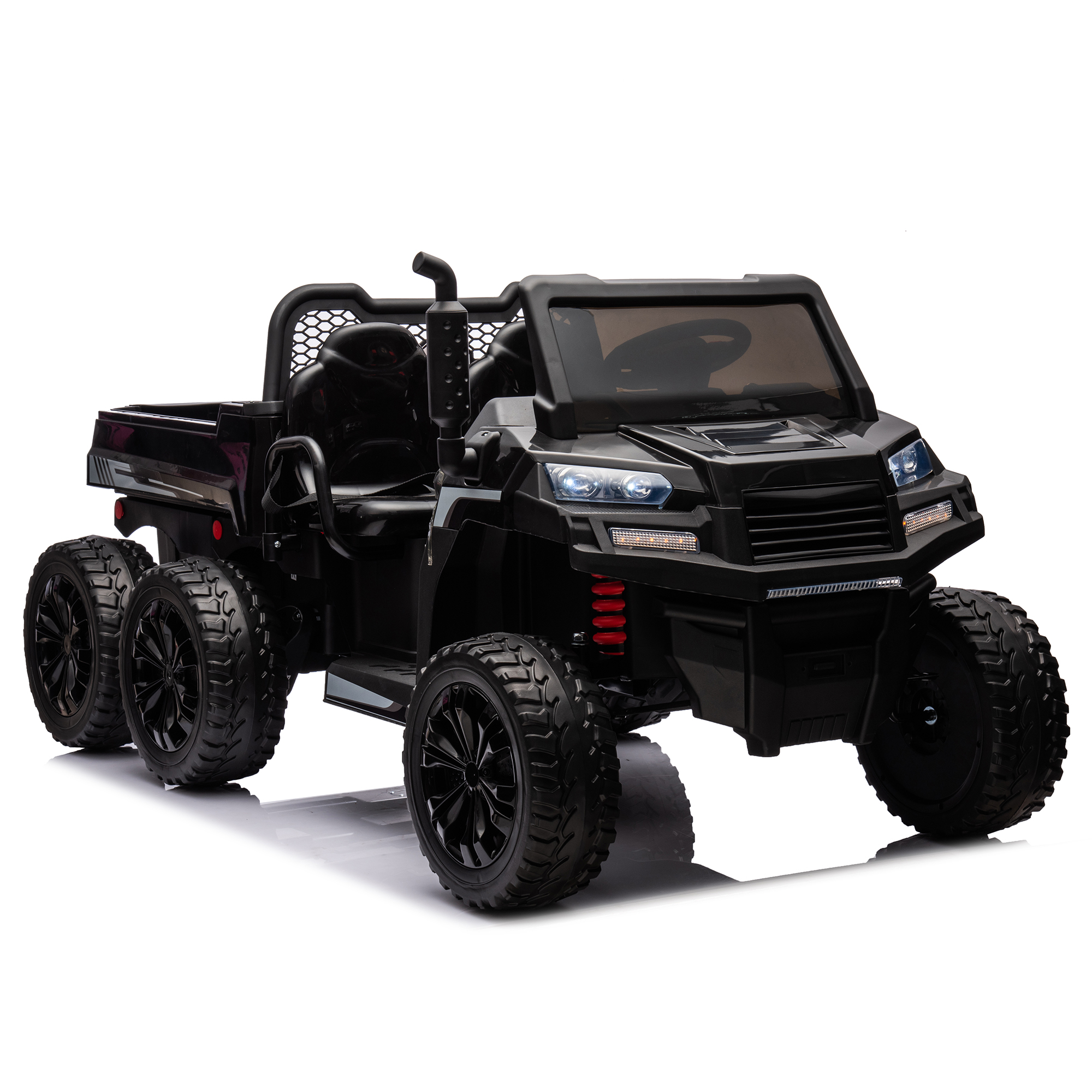 CIPACHO 24 V 2-Seater UTV Kids Ride On Truck with Dump Bed, Electric Kids Car 4WD with 6 Wheels, Foam Tires, Suitable for Off-Roading, Remote Control, Black