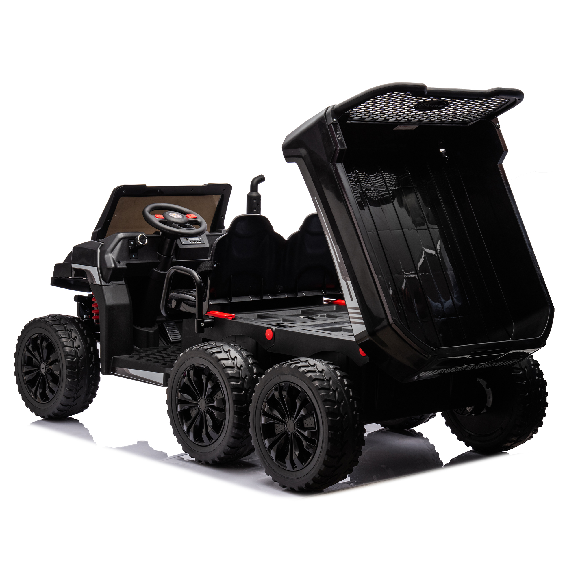 CIPACHO 24 V 2-Seater UTV Kids Ride On Truck with Dump Bed, Electric Kids Car 4WD with 6 Wheels, Foam Tires, Suitable for Off-Roading, Remote Control, Black