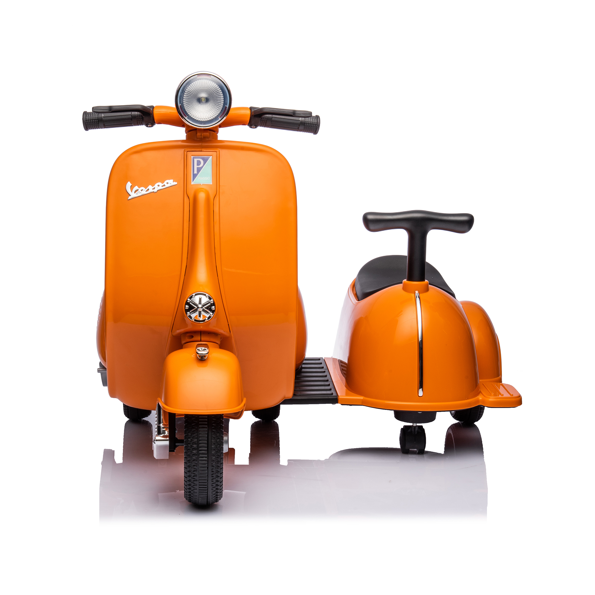 CIPACHO 6 V Licensed Vespa Scooter Ride On Motorcycle with Side Car for Kids, 3-Wheel Electric Kids Car, Orange