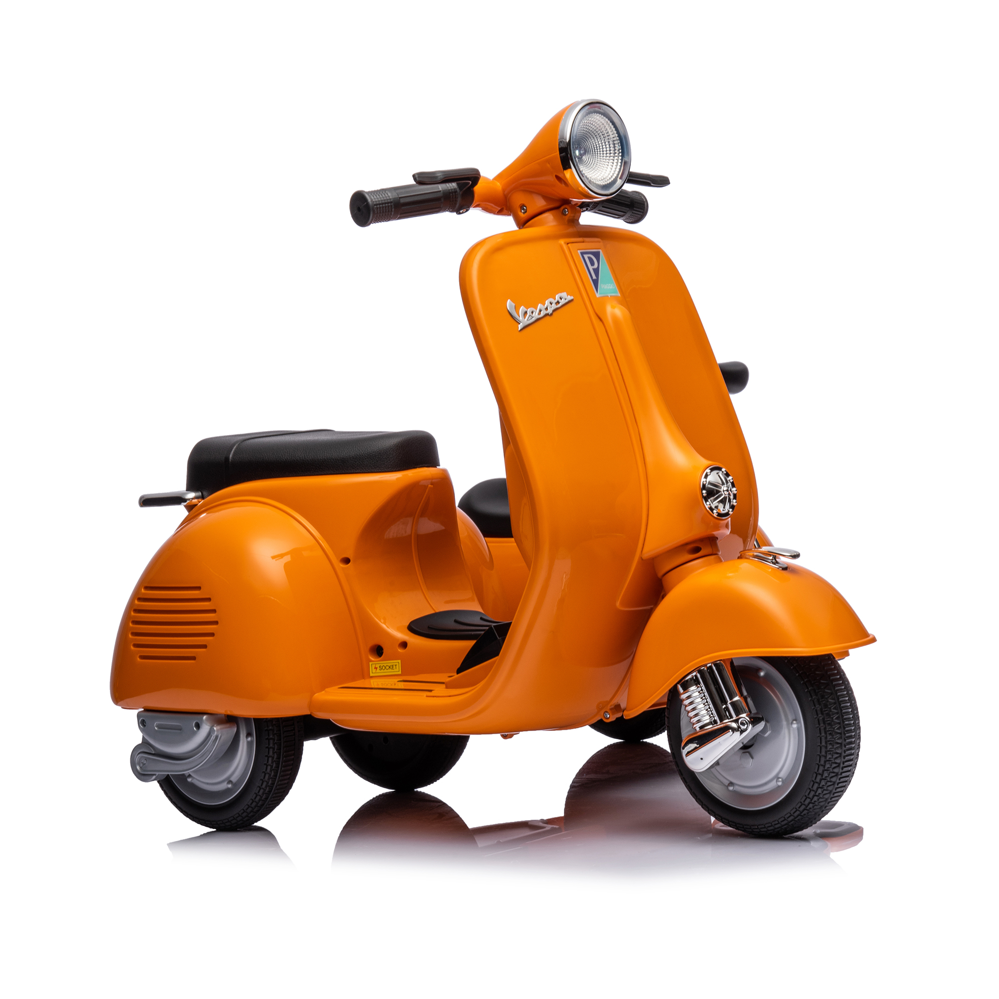 CIPACHO 6 V Licensed Vespa Scooter Ride On Motorcycle with Side Car for Kids, 3-Wheel Electric Kids Car, Orange