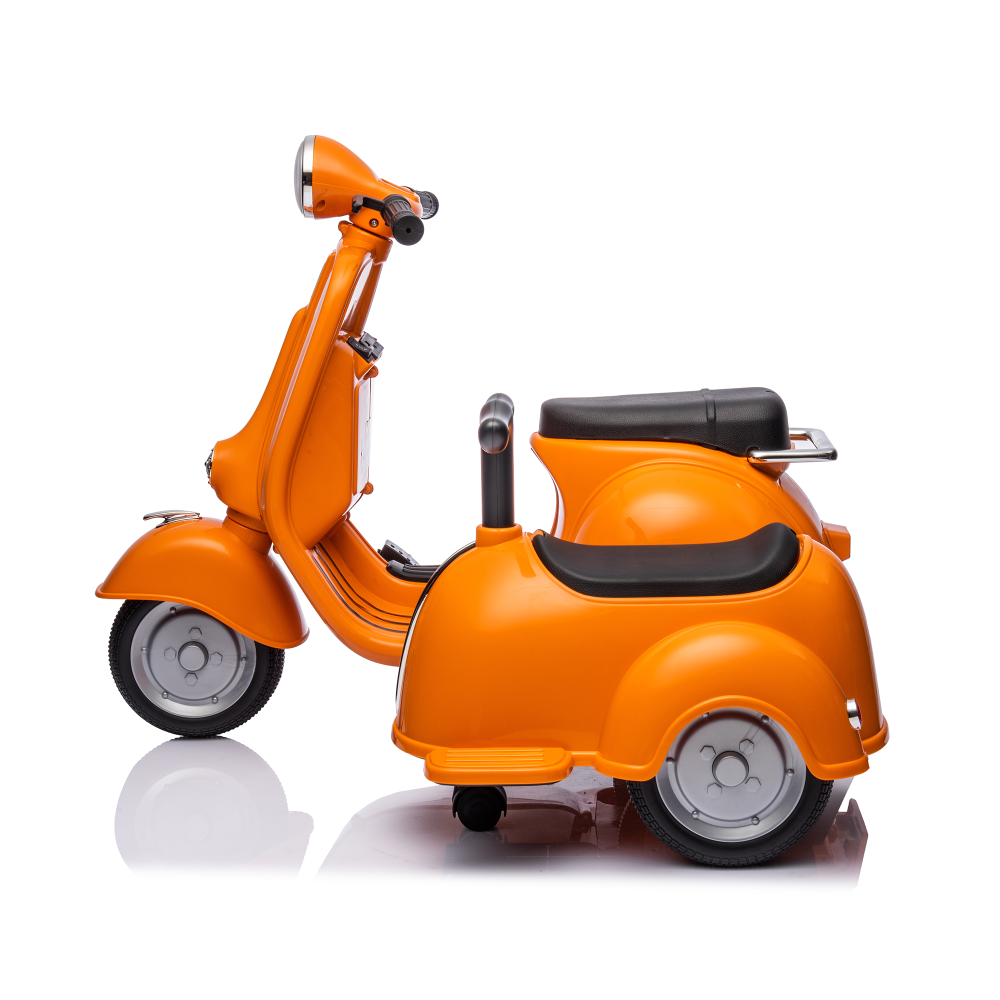 CIPACHO 6 V Licensed Vespa Scooter Ride On Motorcycle with Side Car for Kids, 3-Wheel Electric Kids Car, Orange