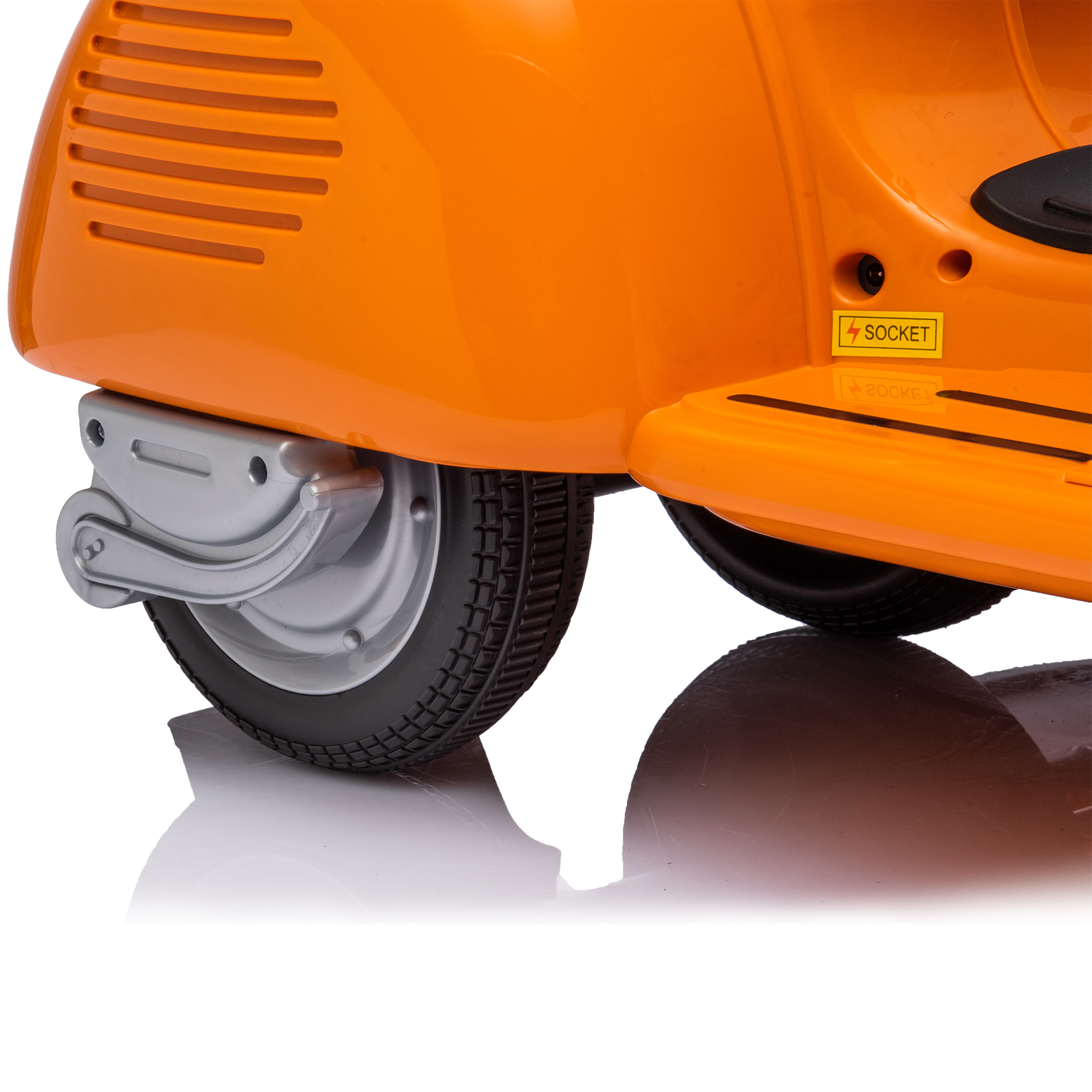 CIPACHO 6 V Licensed Vespa Scooter Ride On Motorcycle with Side Car for Kids, 3-Wheel Electric Kids Car, Orange