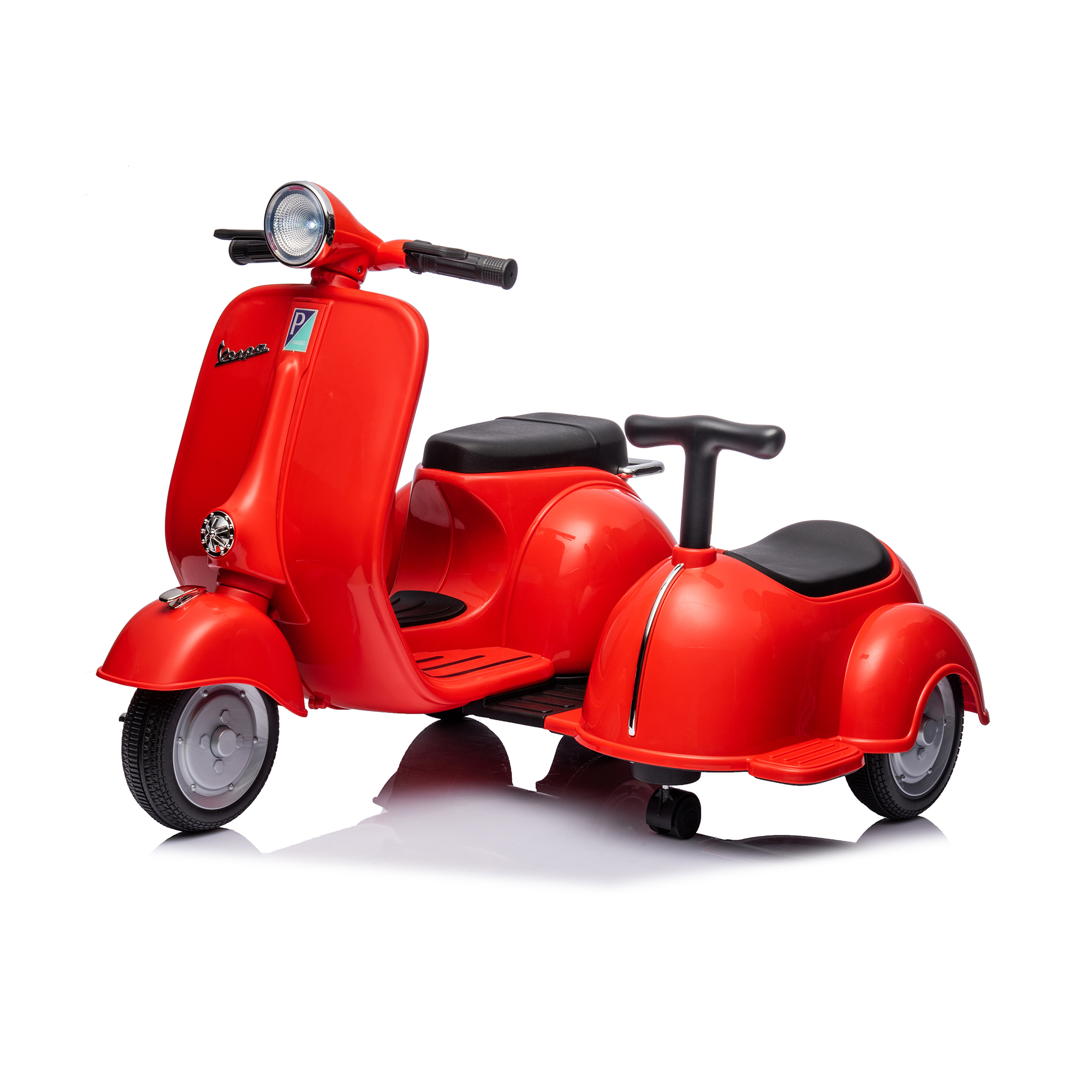 CIPACHO 6 V Licensed Vespa Scooter Ride On Motorcycle with Side Car for Kids, 3-Wheel Electric Kids Car, Red