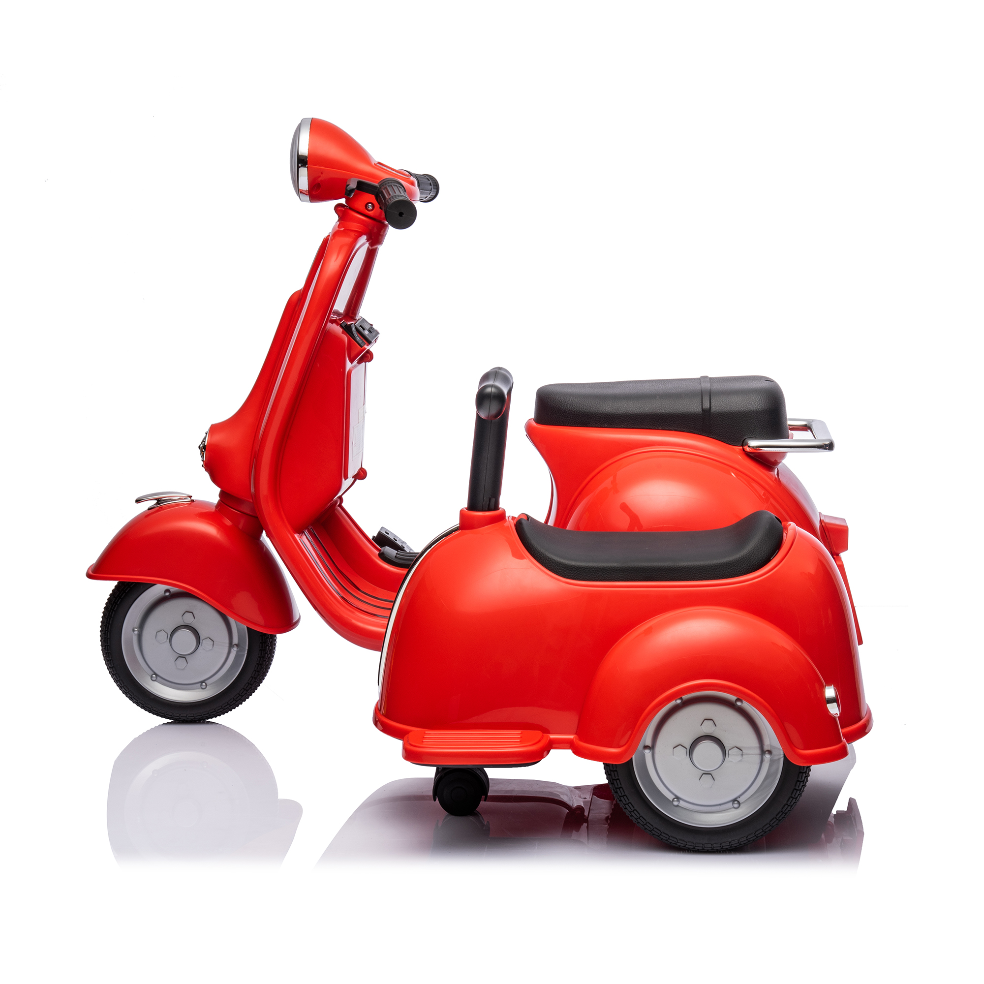 CIPACHO 6 V Licensed Vespa Scooter Ride On Motorcycle with Side Car for Kids, 3-Wheel Electric Kids Car, Red