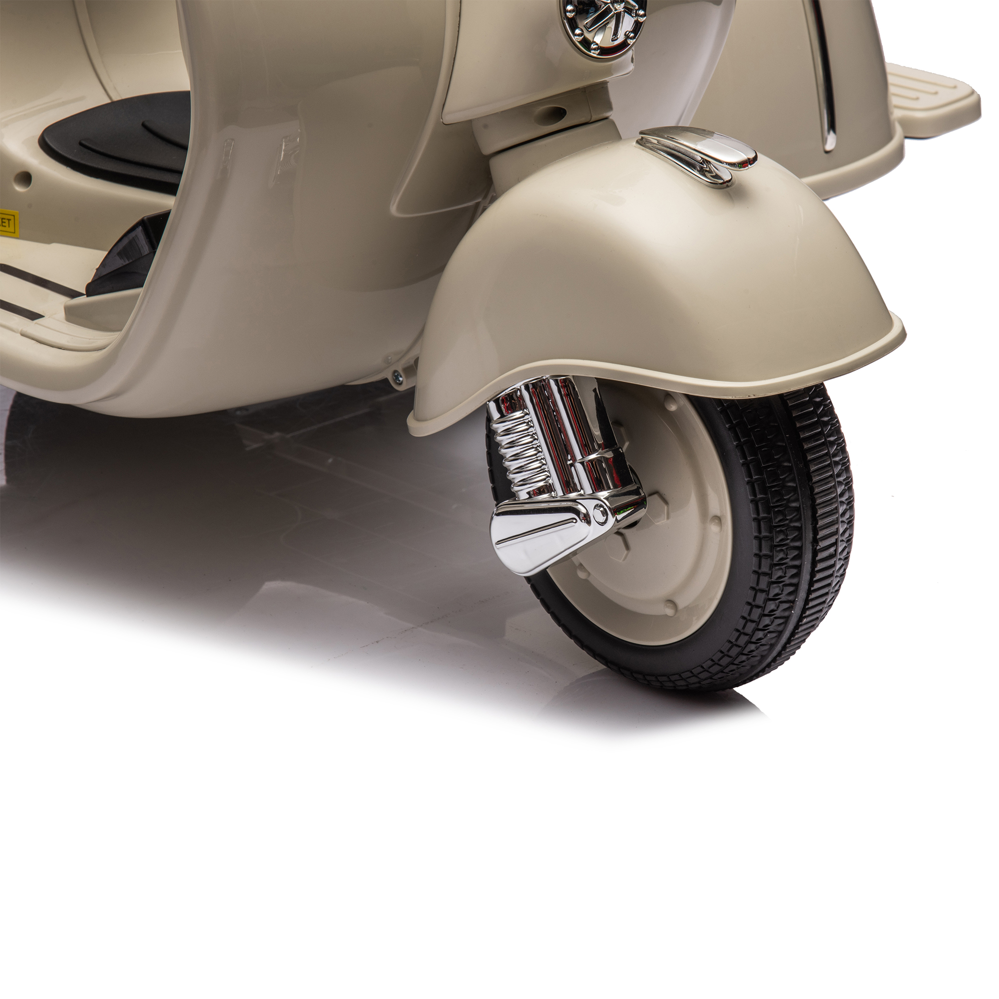 CIPACHO 6 V Licensed Vespa Scooter Ride On Motorcycle with Side Car for Kids, 3-Wheel Electric Kids Car, Beige