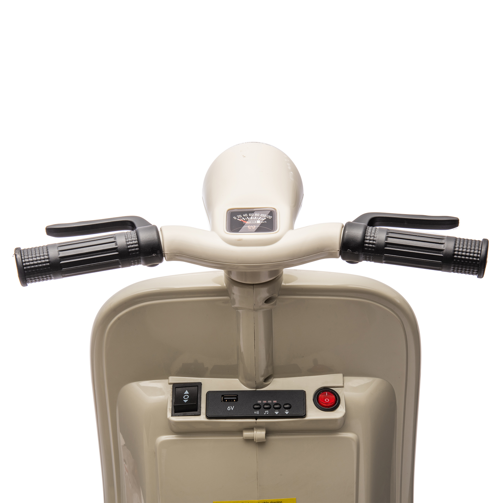 CIPACHO 6 V Licensed Vespa Scooter Ride On Motorcycle with Side Car for Kids, 3-Wheel Electric Kids Car, Beige