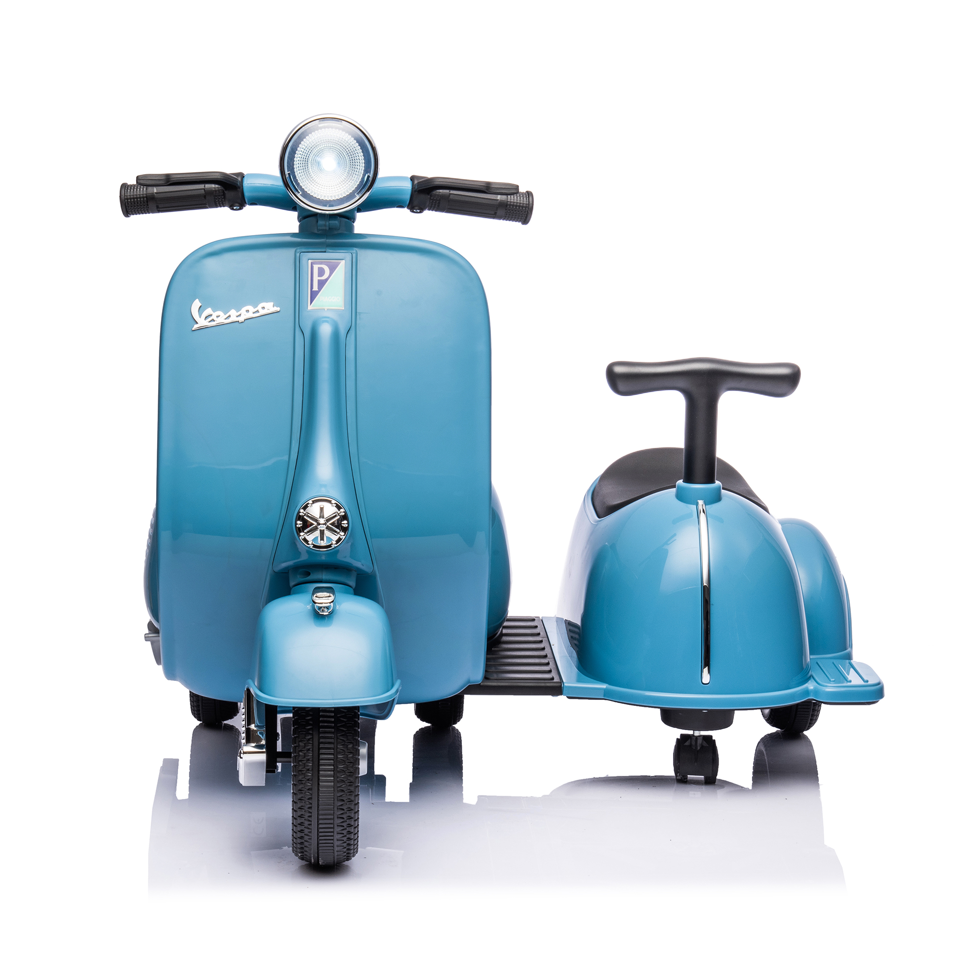 CIPACHO 6 V Licensed Vespa Scooter Ride On Motorcycle with Side Car for Kids, 3-Wheel Electric Kids Car, Blue