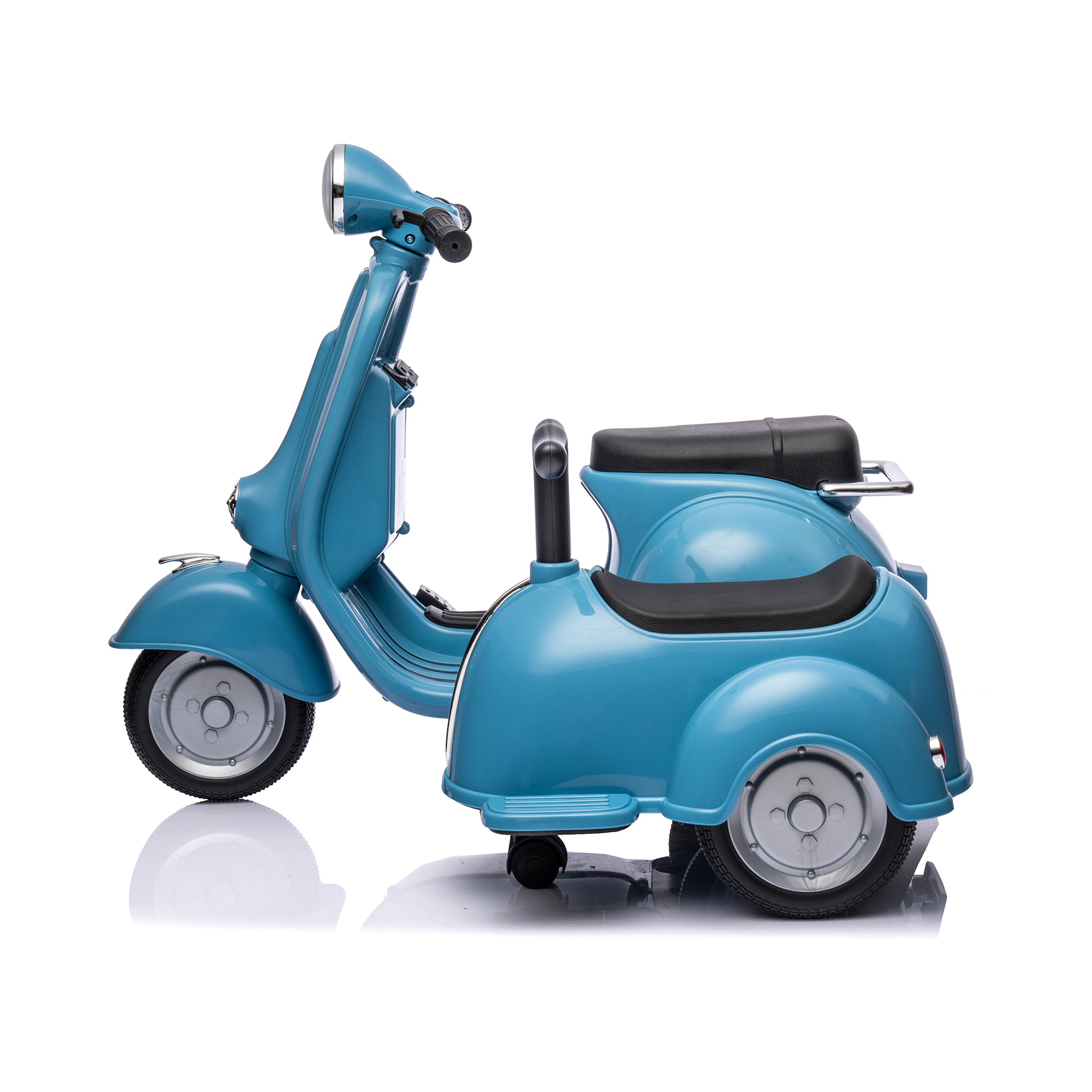 CIPACHO 6 V Licensed Vespa Scooter Ride On Motorcycle with Side Car for Kids, 3-Wheel Electric Kids Car, Blue