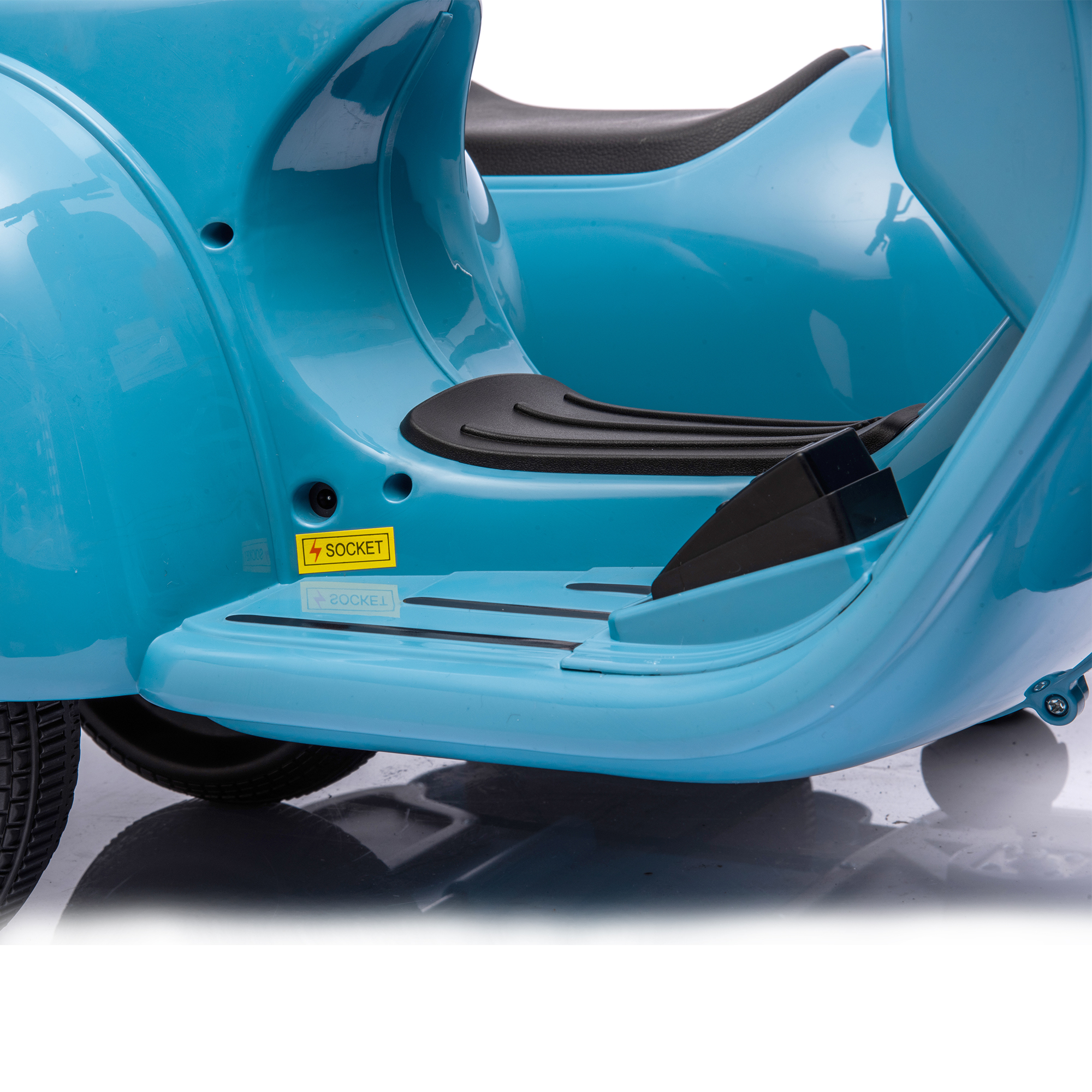 CIPACHO 6 V Licensed Vespa Scooter Ride On Motorcycle with Side Car for Kids, 3-Wheel Electric Kids Car, Blue